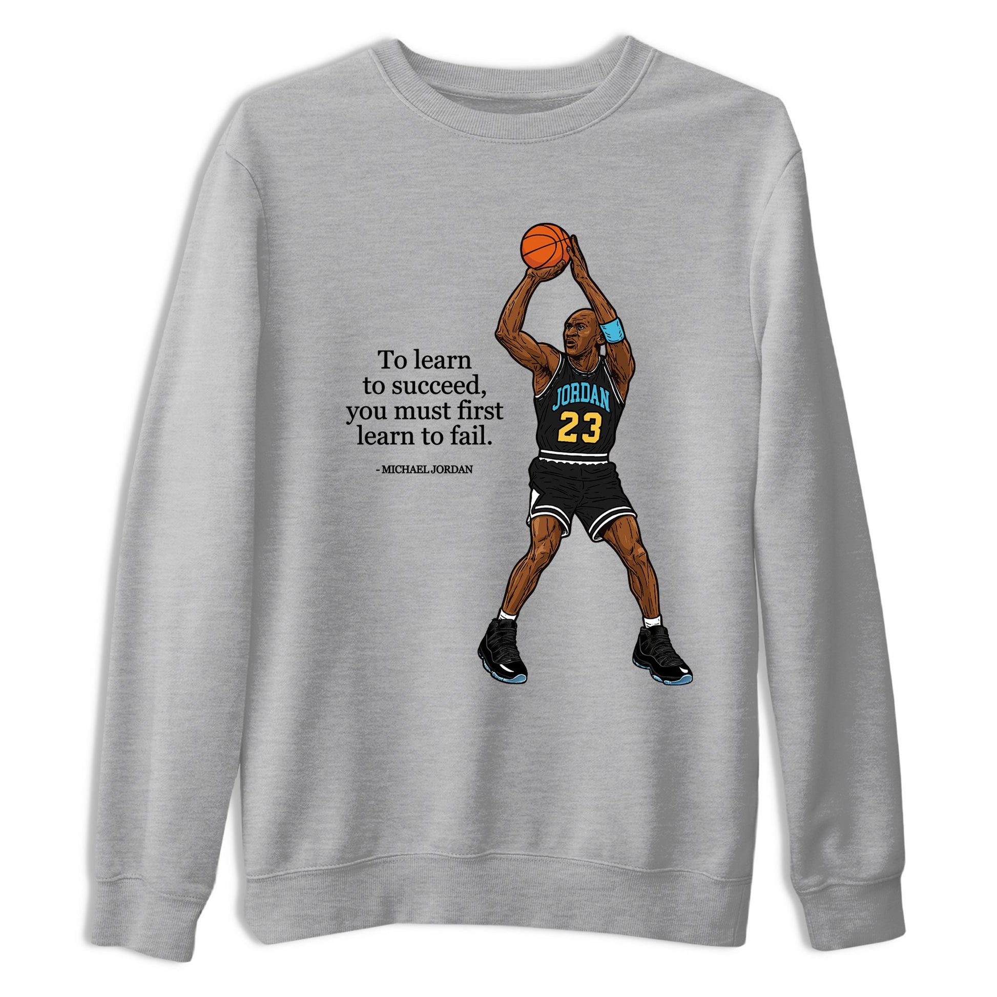 Sneaker Threads – Sneaker Tees To Match Air Jordan 11 Retro Gamma – To Learn To Succeed You Must First Learn To Fail Graphic Tee Heather Grey 2. Perfect for Jordan releases 2025 colorways.