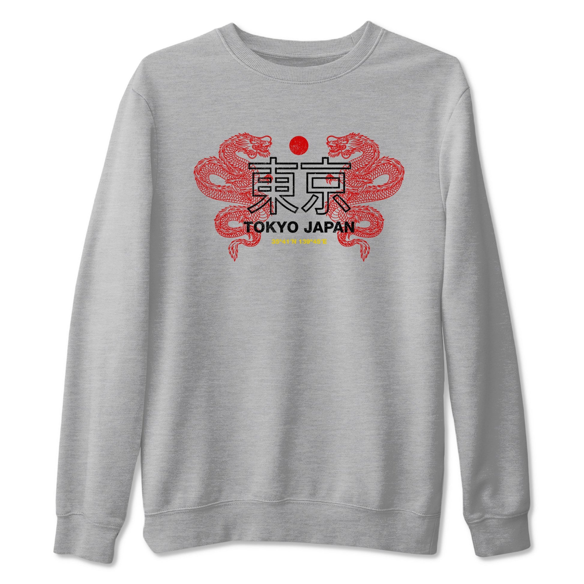 Tokyo Dragons sneaker match t-shirt styled to complete your fit with the Air Jordan 14 Challenge Red sneakers, AJ14 Ferrari, shown in Heather Grey 2.