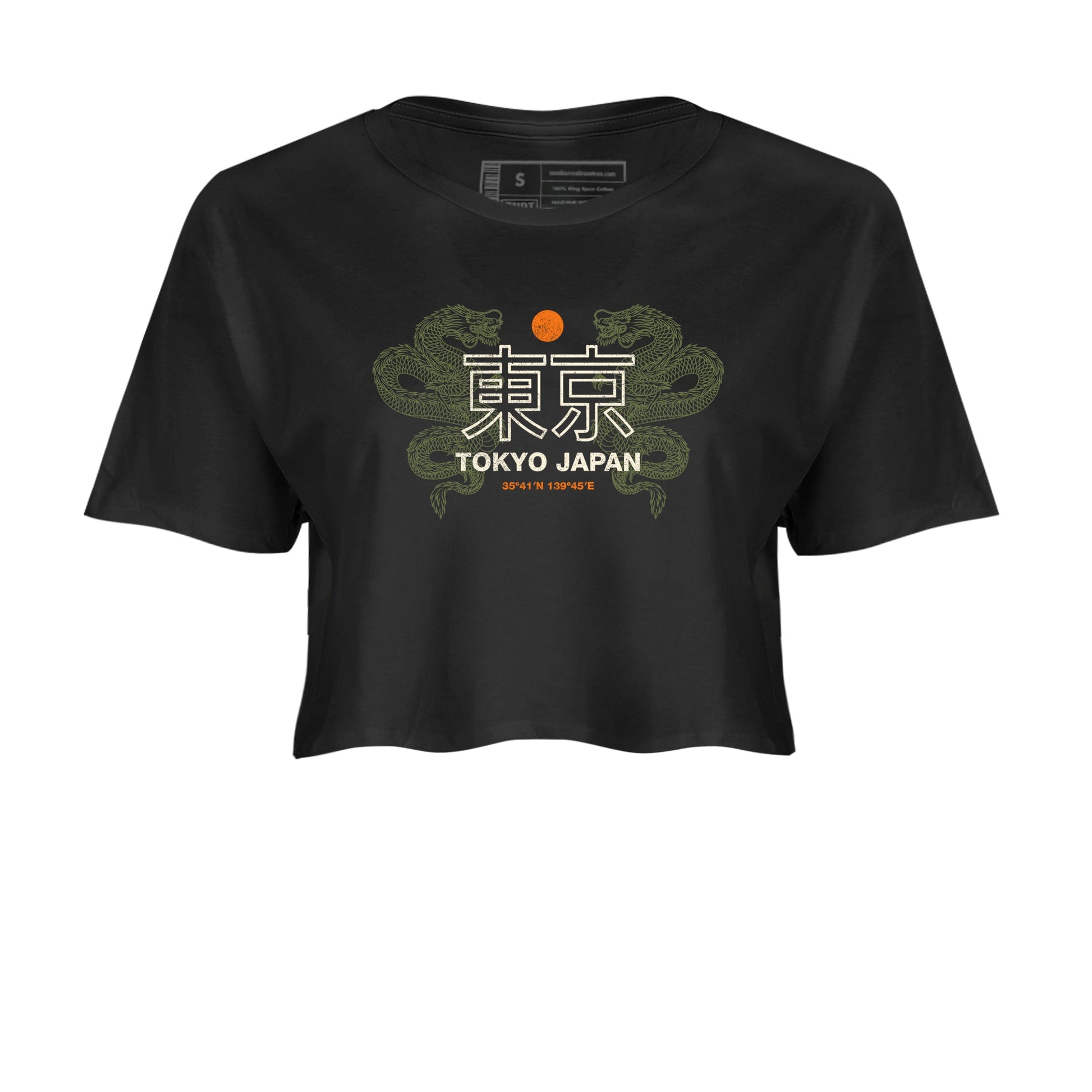 Sneaker match tees – Sneaker Tees To Match Undefeated inspired colorways Air Jordan 4 OG Olive Shoes – Tokyo Dragons Crop T-Shirt Black 2
