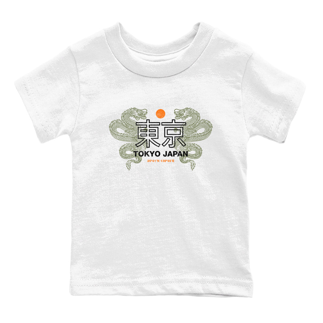 Sneaker match tees – Sneaker Tees To Match Undefeated inspired colorways Air Jordan 4 OG Olive Shoes – Tokyo Dragons Kids T-Shirt White 2