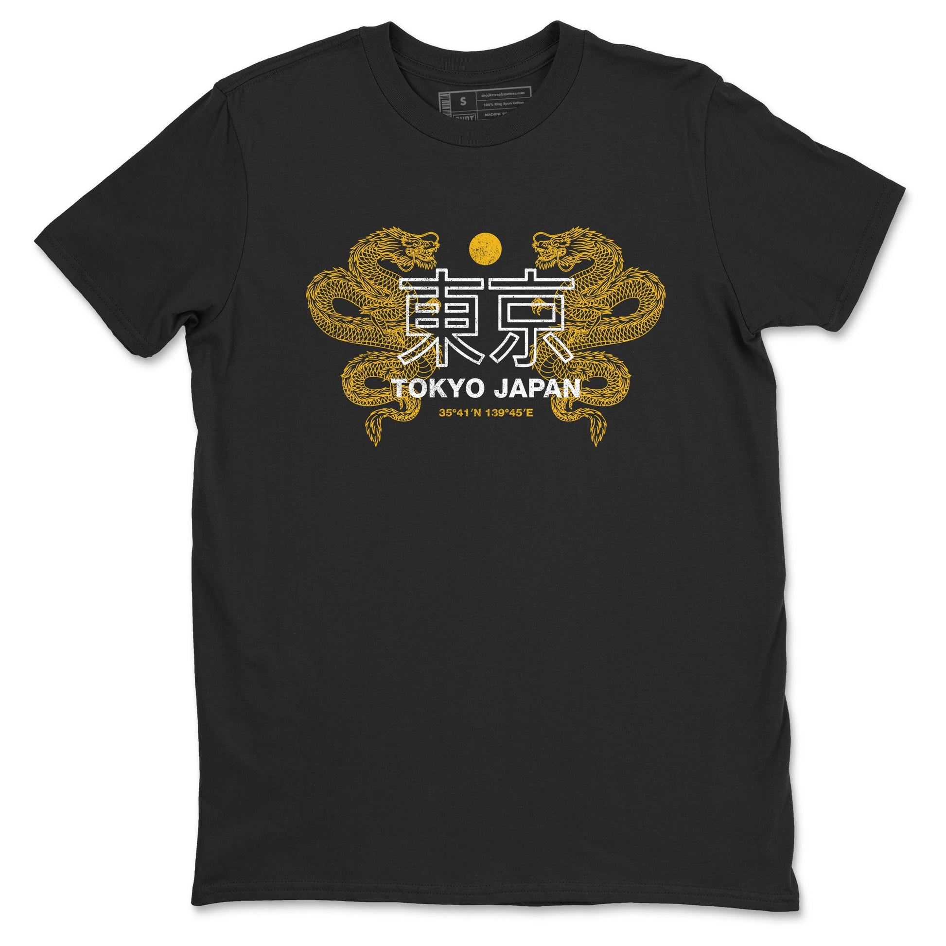 Tokyo Dragons sneaker match t-shirt styled to complete your fit with the Air Jordan 5 Tokyo sneakers, shown in Black 2.