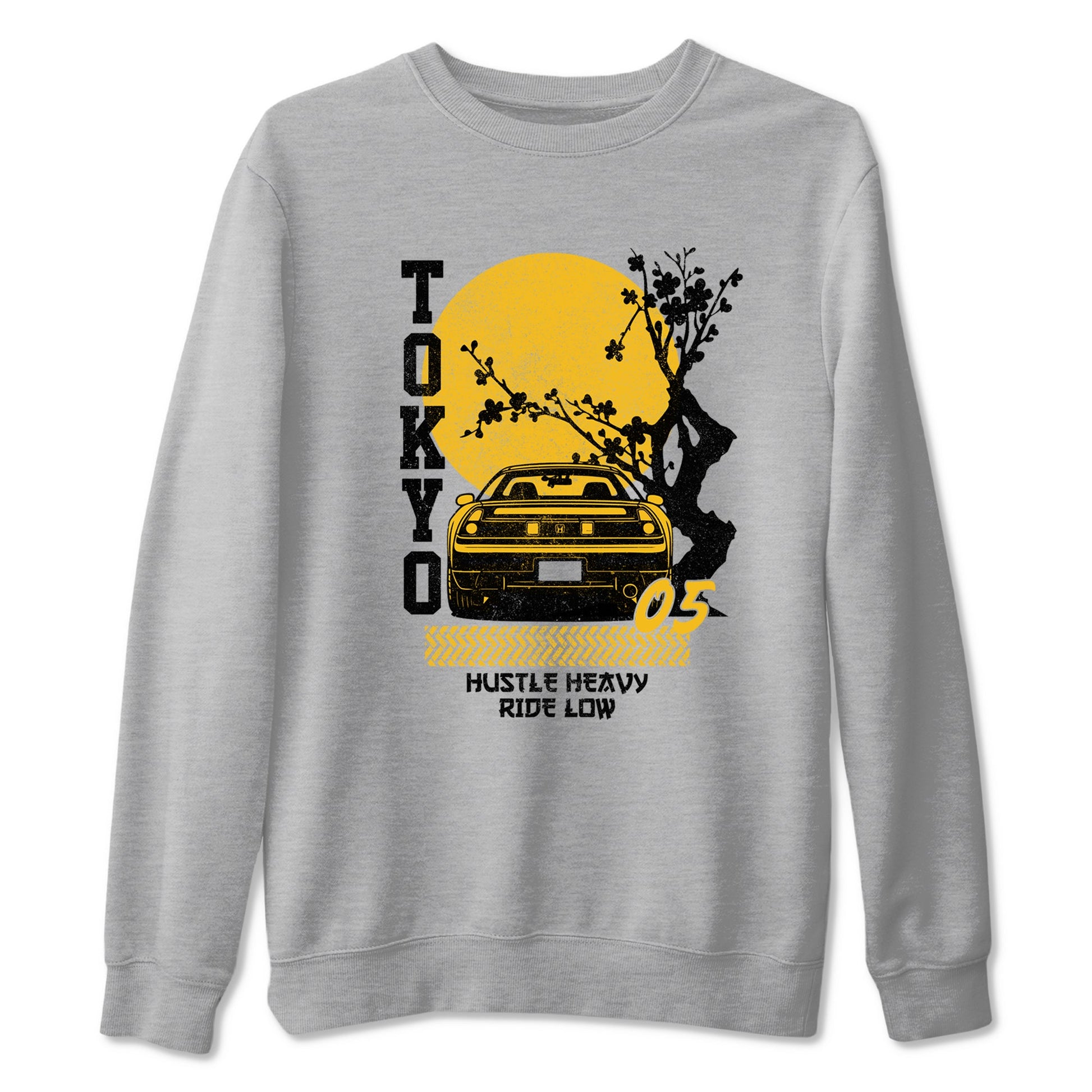 Tokyo Drift sneaker match t-shirt styled to complete your fit with the Air Jordan 5 Tokyo sneakers, shown in Heather Grey 2.