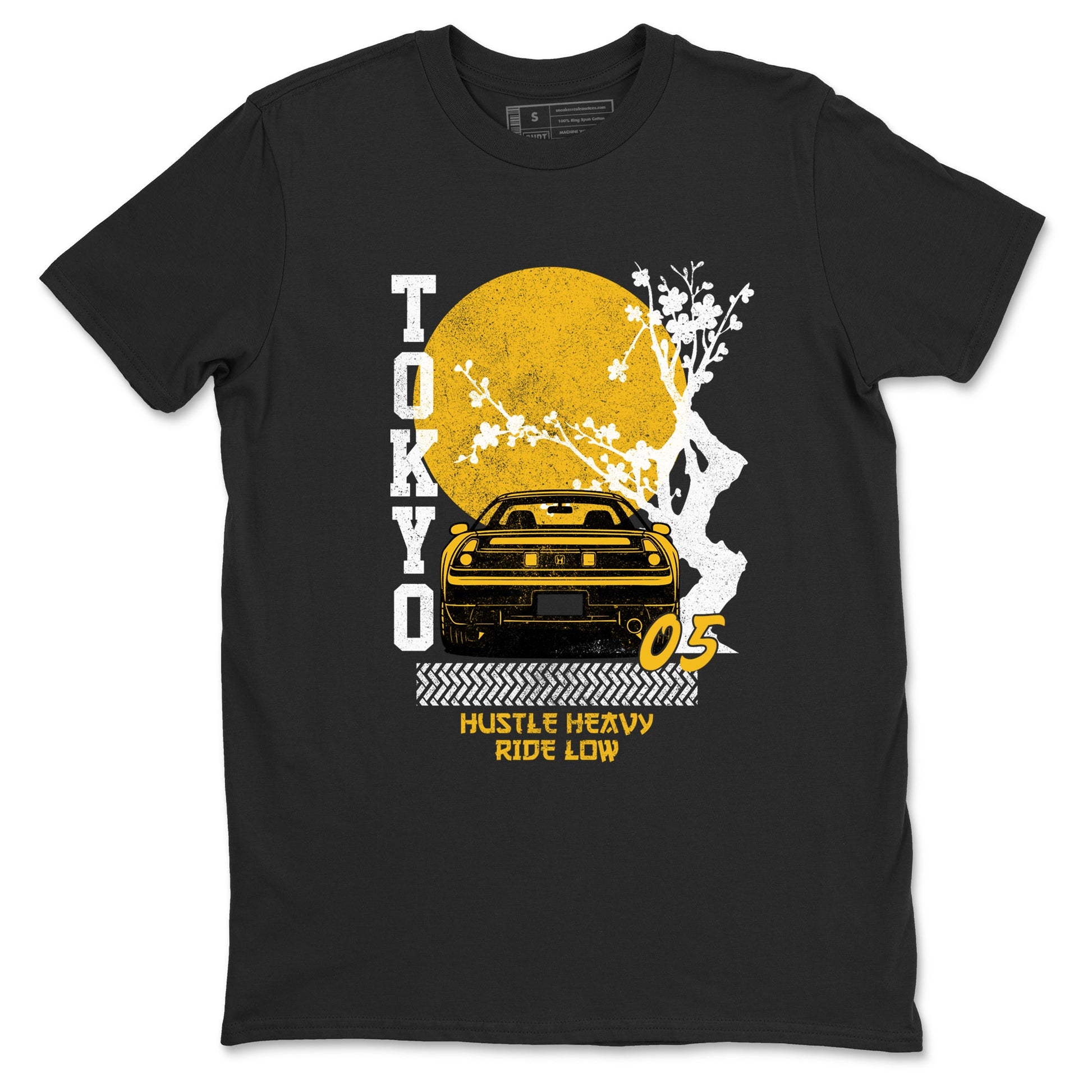 Tokyo Drift sneaker match t-shirt styled to complete your fit with the Air Jordan 5 Tokyo sneakers, shown in Black 2.