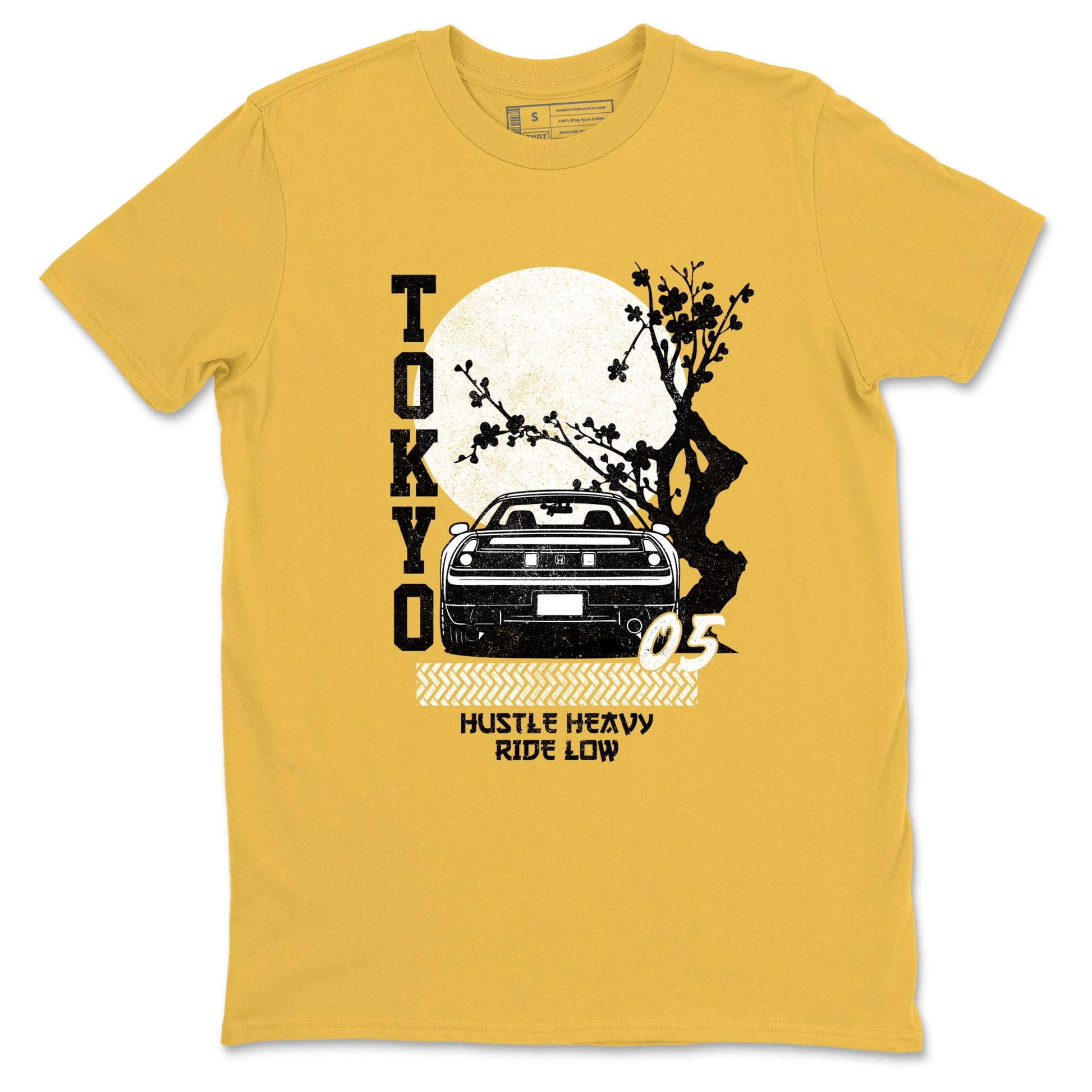 Tokyo Drift sneaker match t-shirt styled to complete your fit with the Air Jordan 5 Tokyo sneakers, shown in Daisy 2.