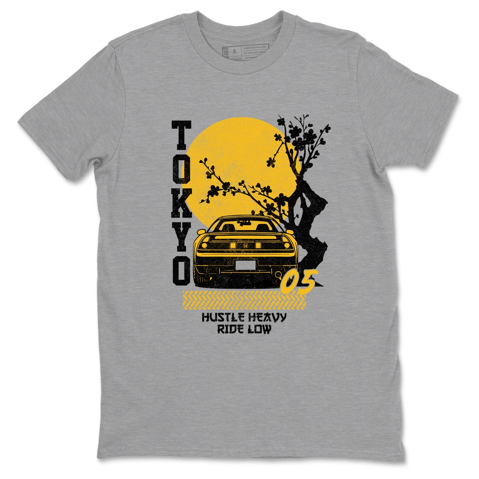 Tokyo Drift sneaker match t-shirt styled to complete your fit with the Air Jordan 5 Tokyo sneakers, shown in Heather Grey 2.