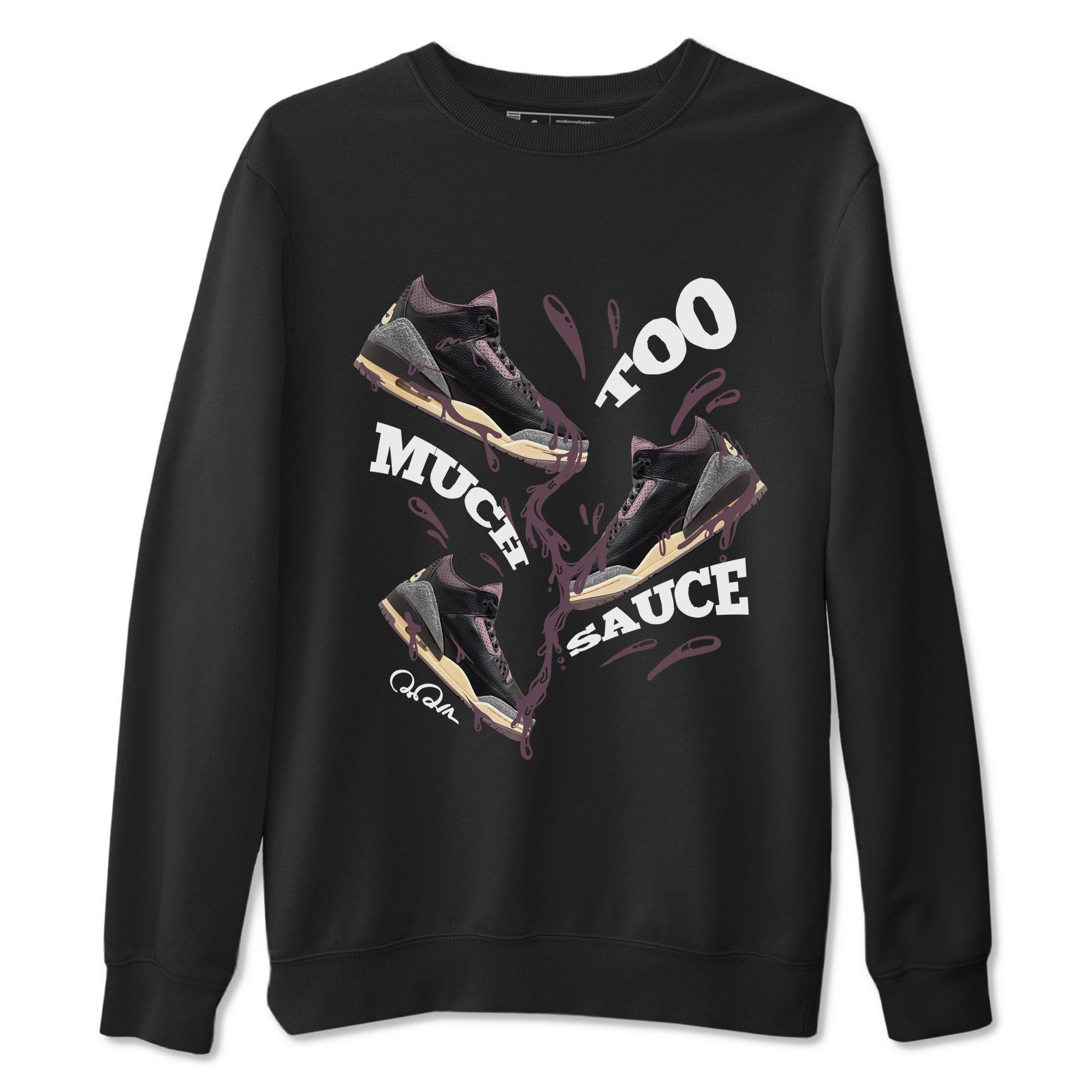 3s A Ma Maniere x Black shirts to match jordans Too Much Sauce sneaker match tees A Ma Maniere x Air Jordan 3 _hile You Were Sleeping_neaker Release Tees unisex cotton Black 2 crew neck shirts