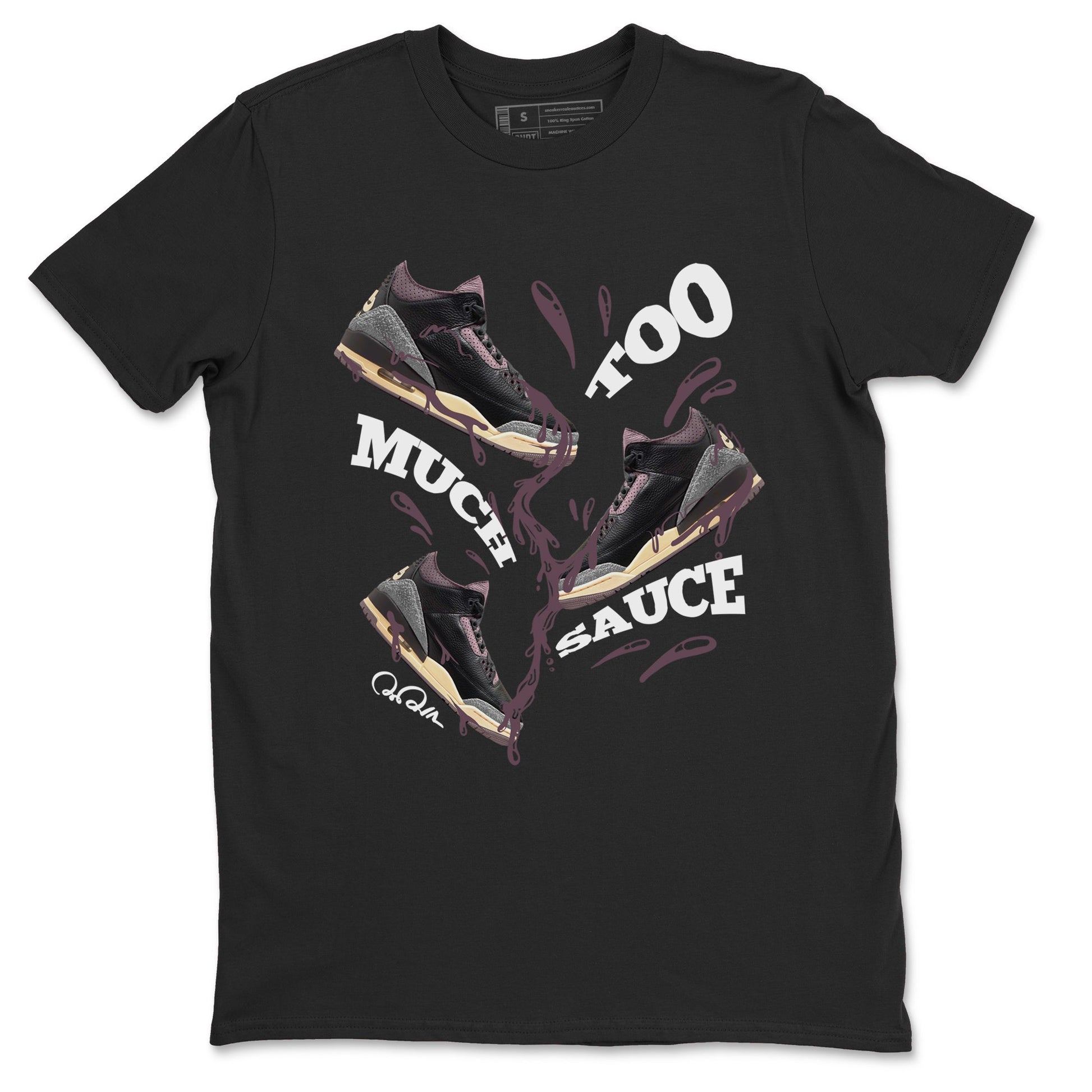 3s A Ma Maniere x Black shirts to match jordans Too Much Sauce sneaker match tees A Ma Maniere x Air Jordan 3 _hile You Were Sleeping_neaker Release Tees unisex cotton Black 2 crew neck shirts