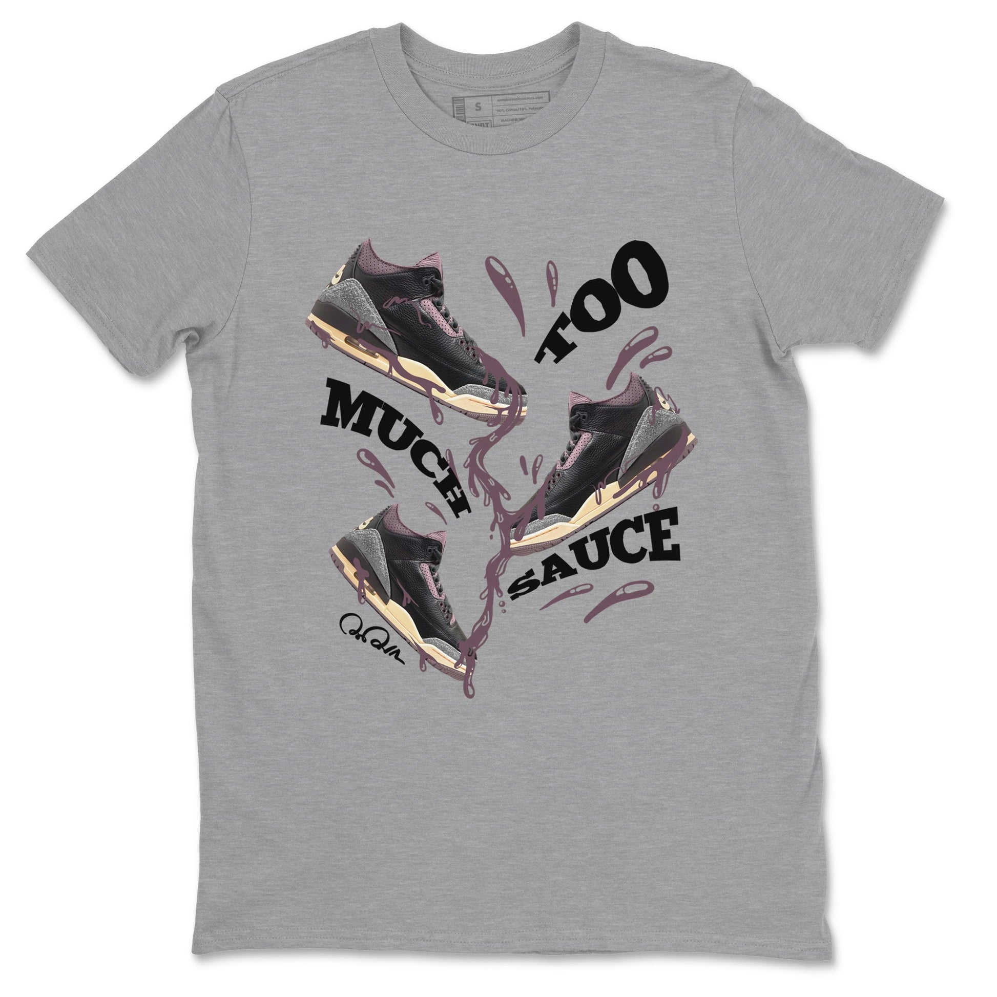 3s A Ma Maniere x Black shirts to match jordans Too Much Sauce sneaker match tees A Ma Maniere x Air Jordan 3 _hile You Were Sleeping_neaker Release Tees unisex cotton Heather Grey 2 crew neck shirts