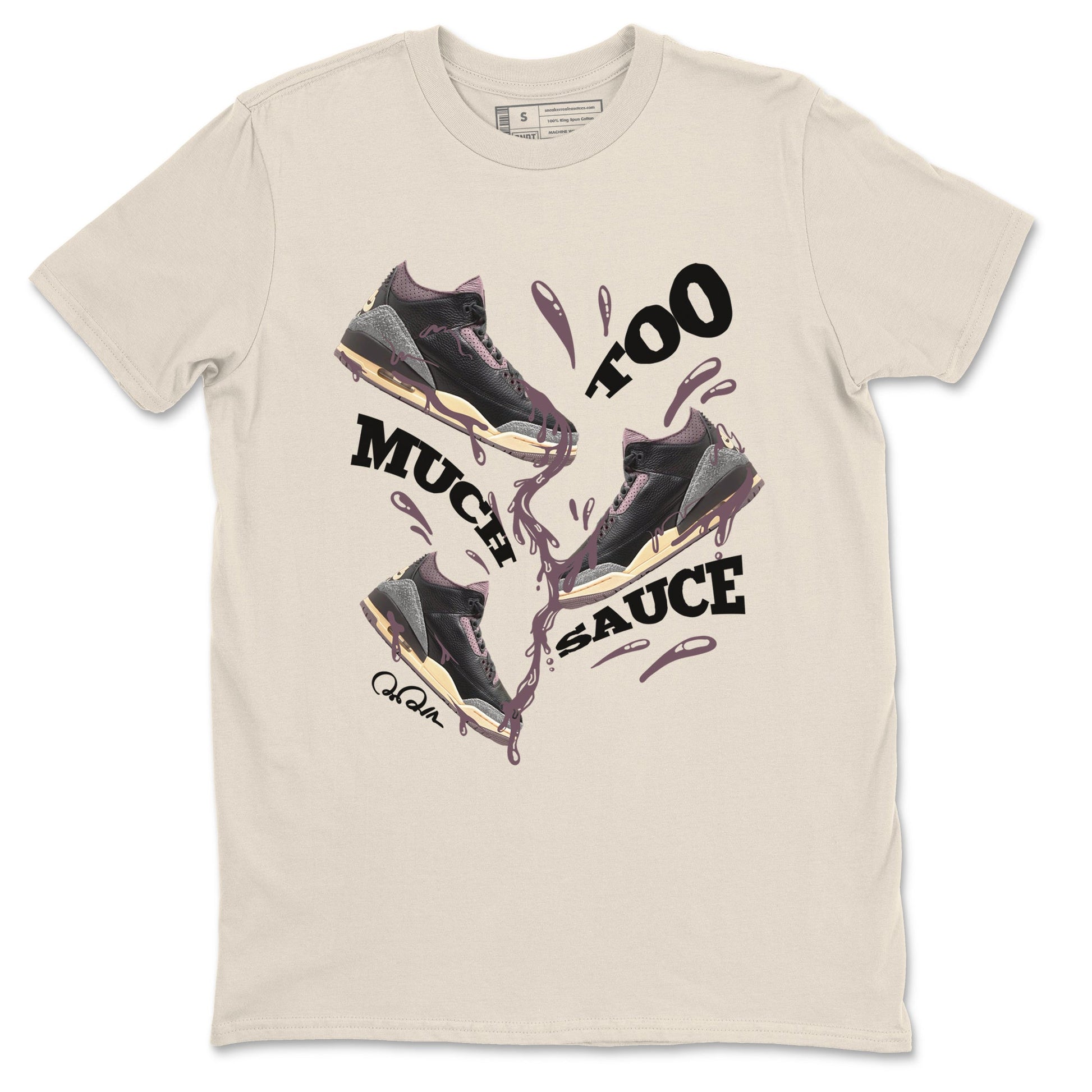 3s A Ma Maniere x Black shirts to match jordans Too Much Sauce sneaker match tees A Ma Maniere x Air Jordan 3 _hile You Were Sleeping_neaker Release Tees unisex cotton Natural 2 crew neck shirts