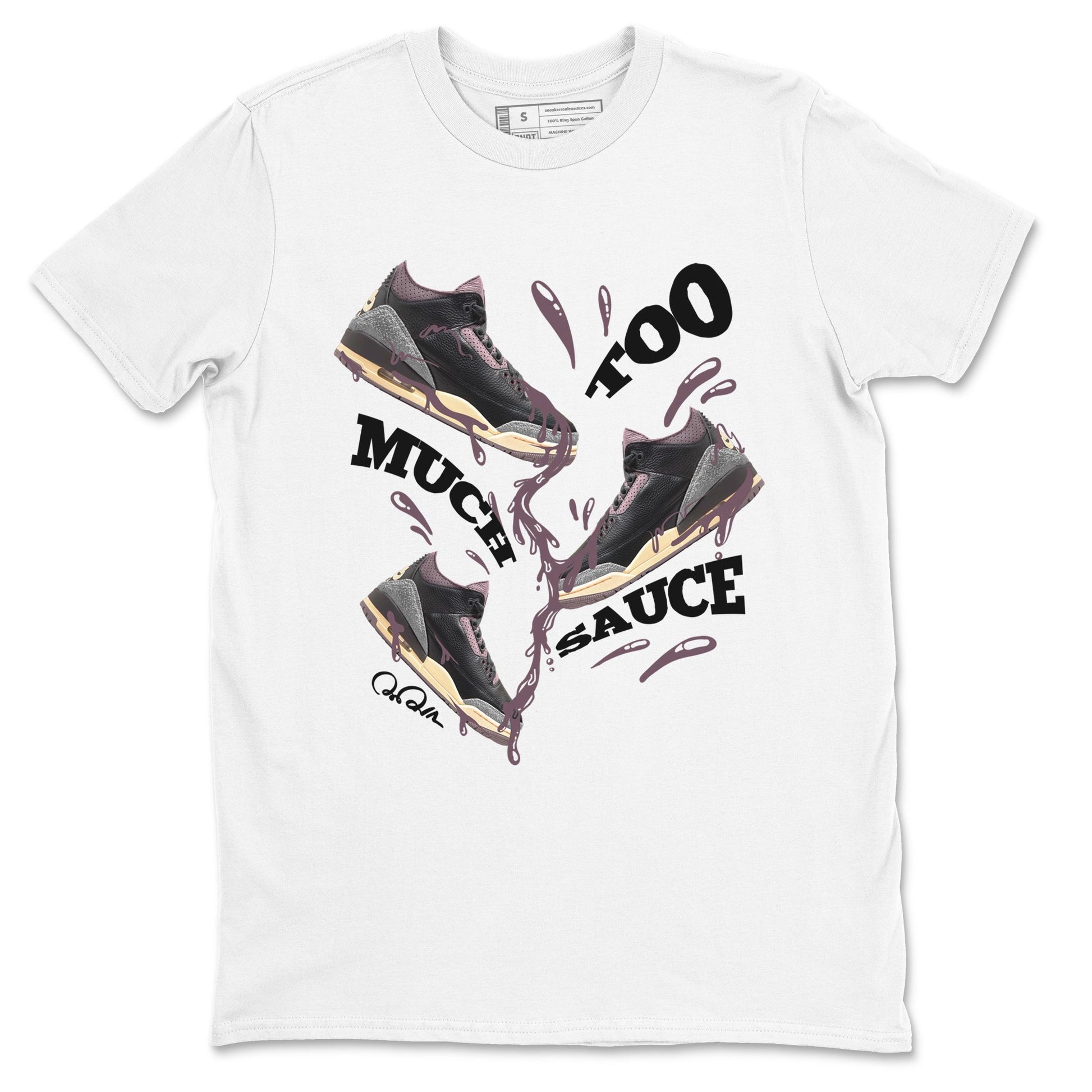 3s A Ma Maniere x Black shirts to match jordans Too Much Sauce sneaker match tees A Ma Maniere x Air Jordan 3 _hile You Were Sleeping_neaker Release Tees unisex cotton White 2 crew neck shirts