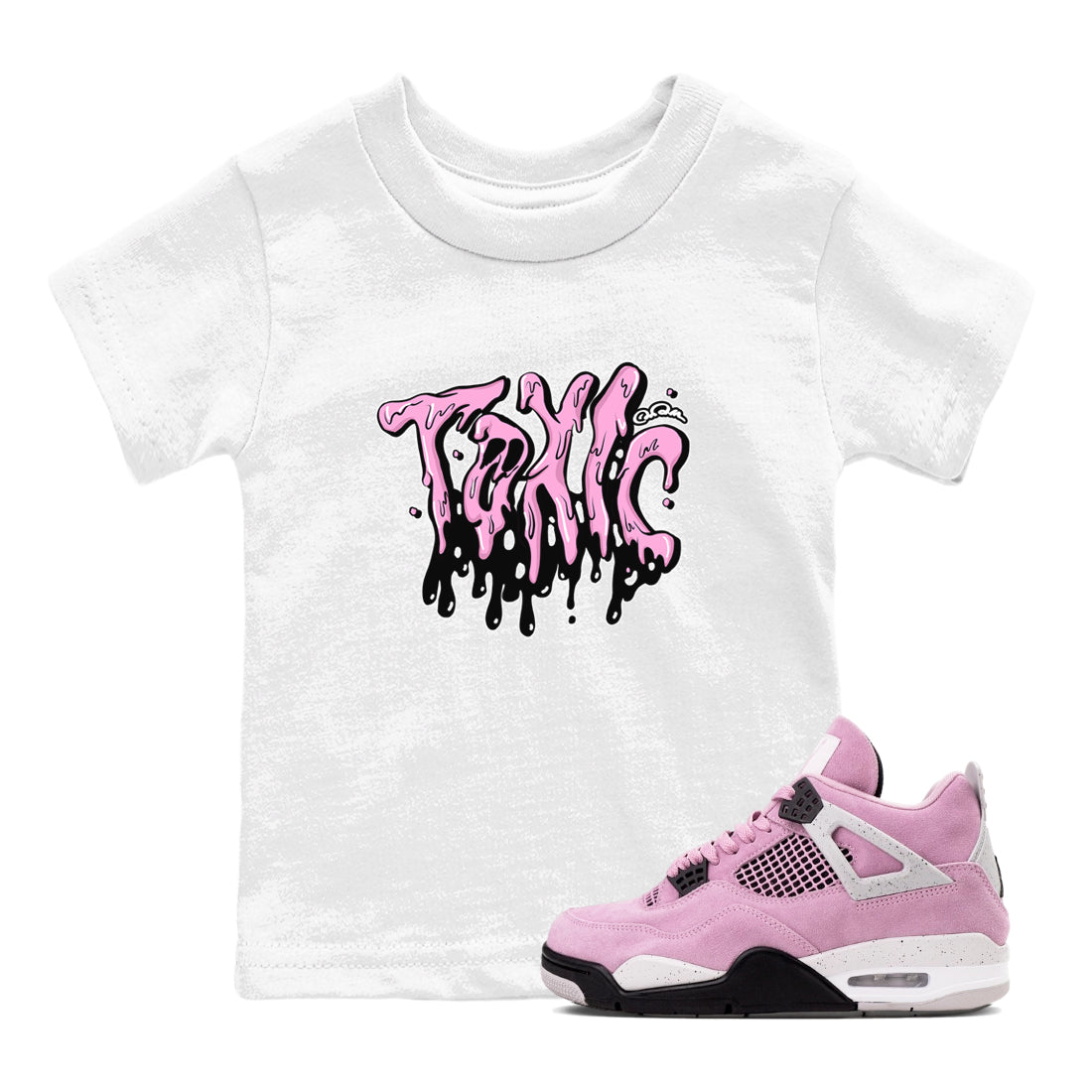4s Orchid t-shirts to match sneakers Toxic sneaker match tees Air Jordan 4 Orchid match shoes to clothes SNRT Sneaker Tees Youth Baby White 1 tee