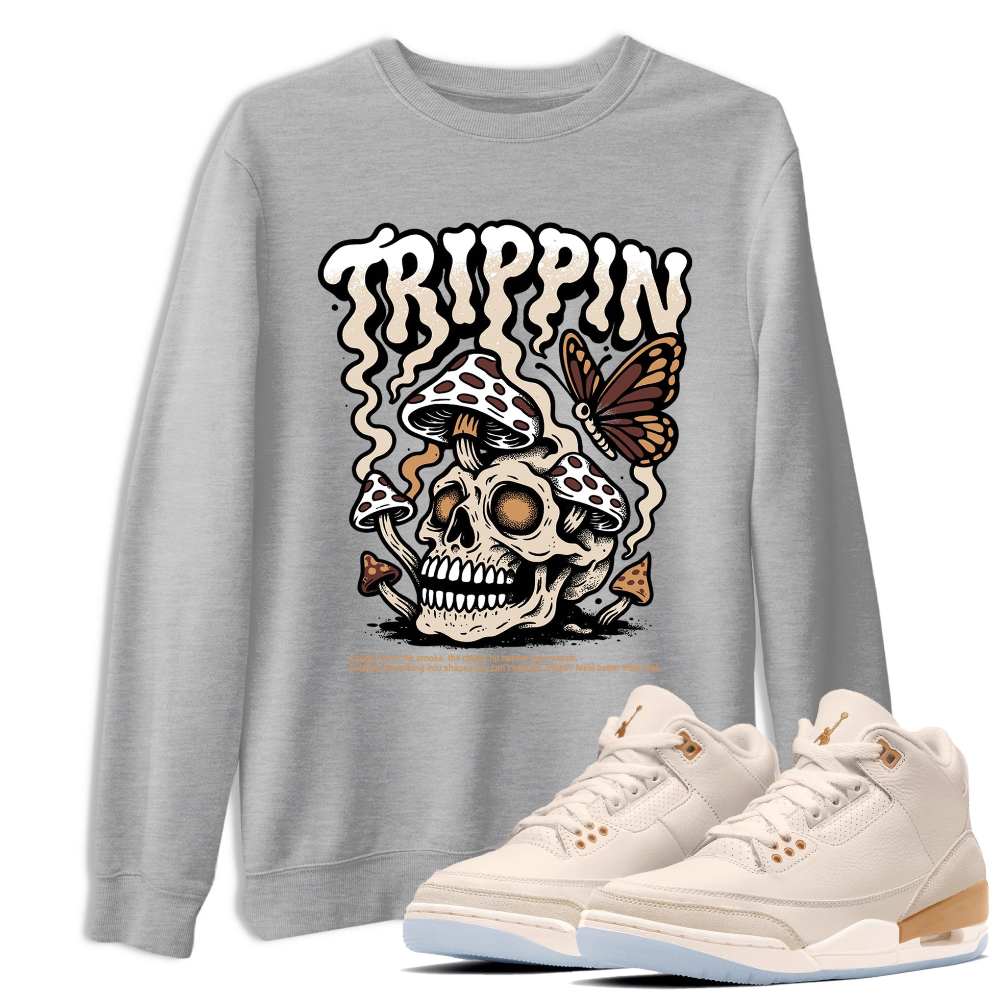 Sneaker match tees – Sneaker Tees To Match Air Jordan 3 Champagne and Oysters Shoes – Trippin Tee Heather Grey 1