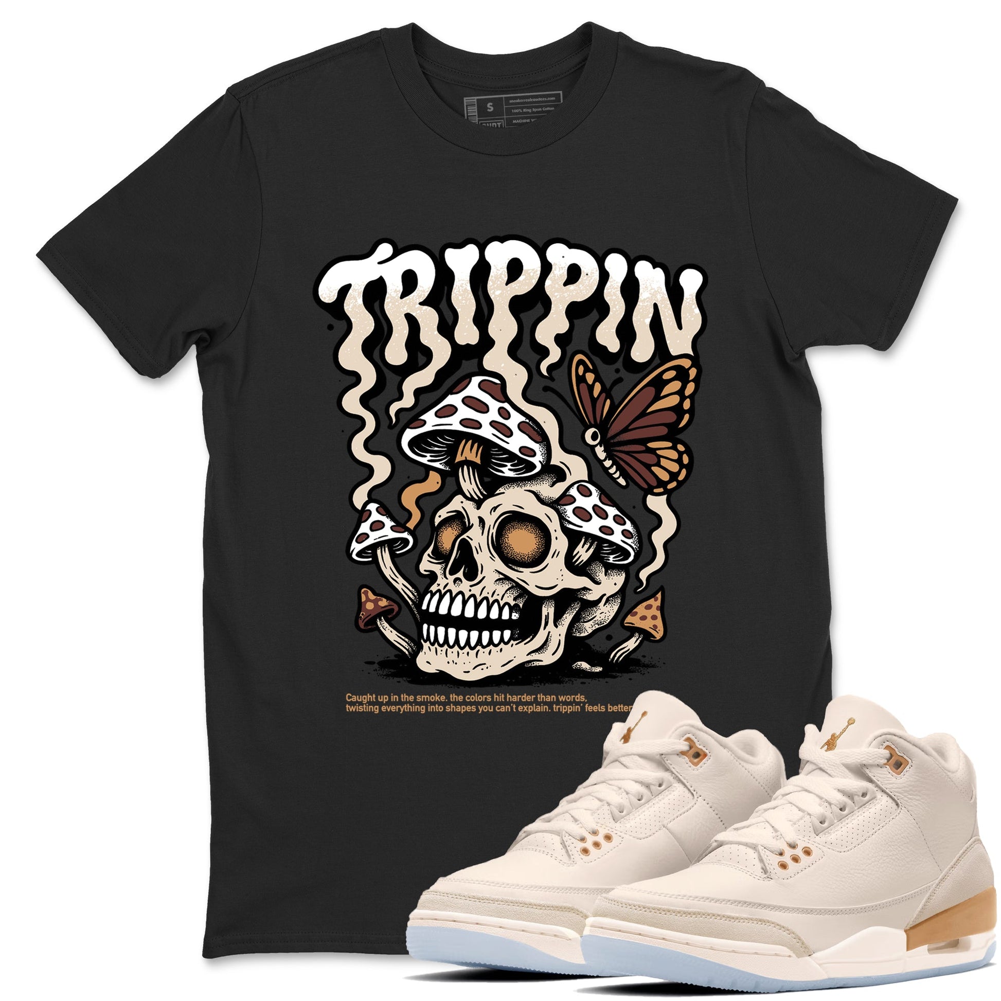 Sneaker match tees – Sneaker Tees To Match Air Jordan 3 Champagne and Oysters Shoes – Trippin Tee Black 1