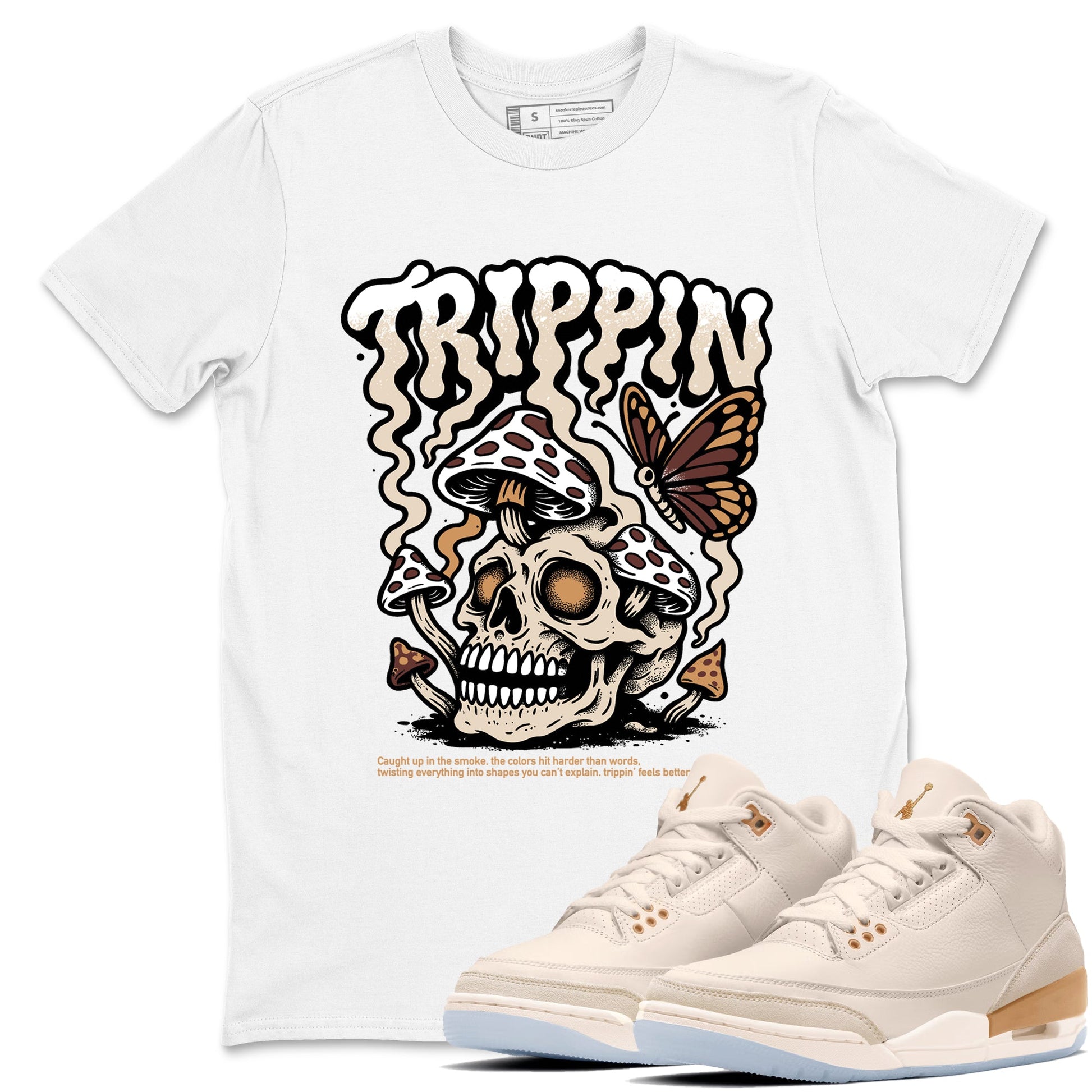 Sneaker match tees – Sneaker Tees To Match Air Jordan 3 Champagne and Oysters Shoes – Trippin Tee White 1