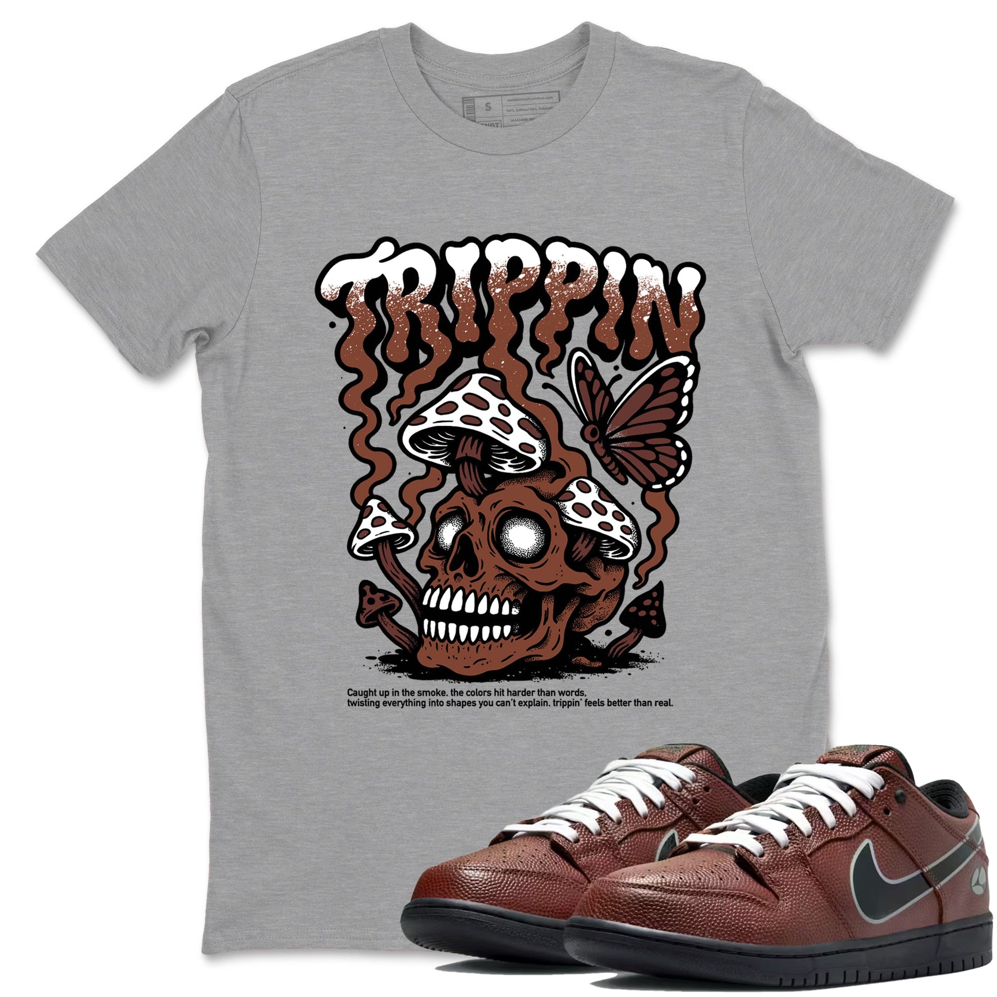 Sneaker match tees – Sneaker Tees To Match Dunk Low Football Shoes – Trippin Tee Heather Grey 1