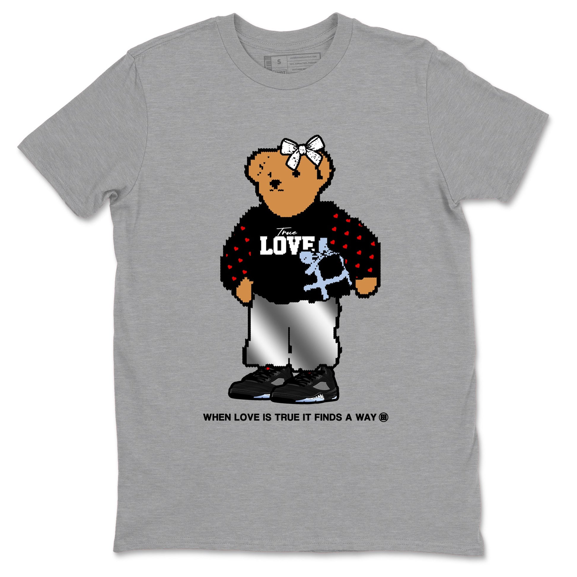 5s Black Metallic Reimagined shirts to match jordans True Love Bear shirts to match jordans 5s Black Metallic Reimagined match shoes to clothes SNRT Sneaker Tees unisex cotton Heather Grey 2 shirts