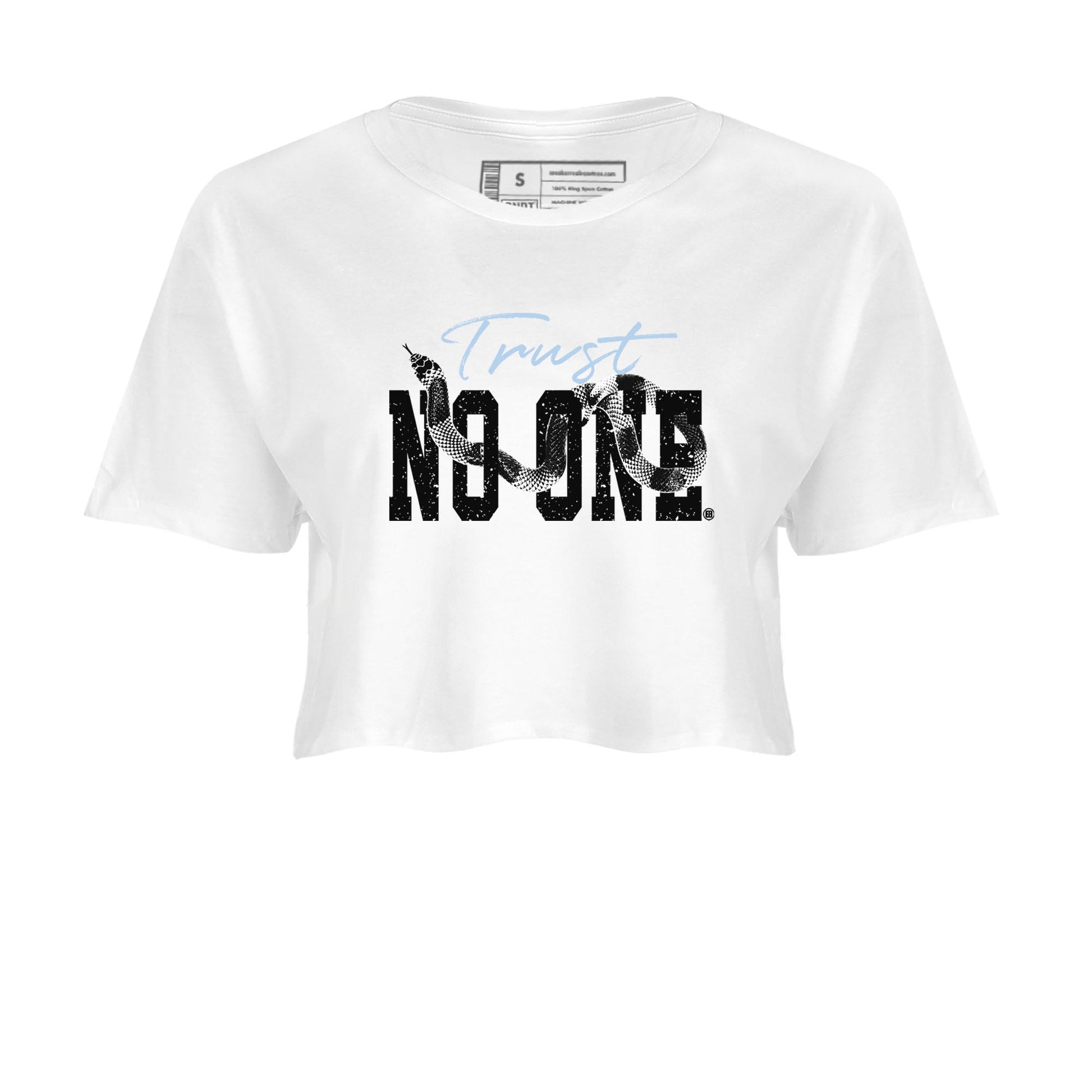 AJ6 White Black shirts to match jordans Trust No One sneaker match tees Air Jordan 6 White Black SNRT Sneaker Tees streetwear brand White 2 crop tee