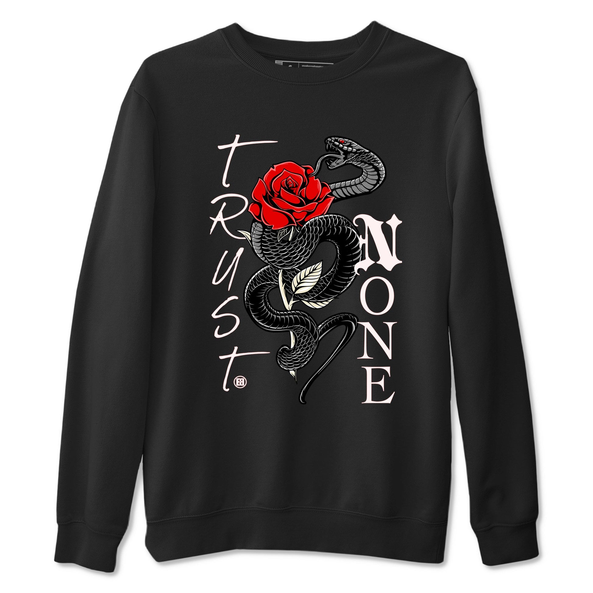 1s Black Toe Reimagined shirts to match jordans Trust None sneaker match tees Air Jordan 1 Black Toe Reimagined SNRT Sneaker Tees streetwear brand Black 2 unisex cotton tee