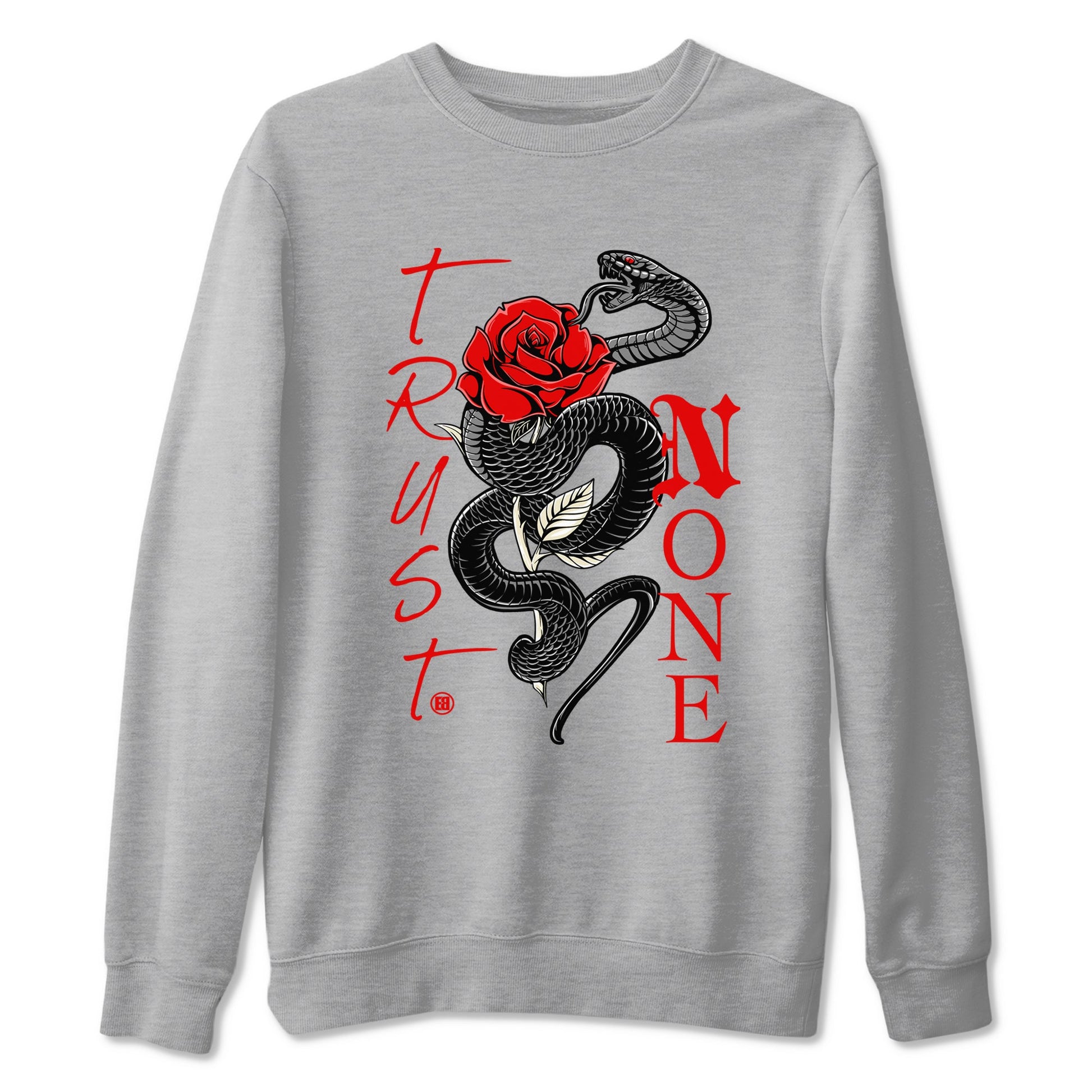 1s Black Toe Reimagined shirts to match jordans Trust None sneaker match tees Air Jordan 1 Black Toe Reimagined SNRT Sneaker Tees streetwear brand Heather Grey 2 unisex cotton tee
