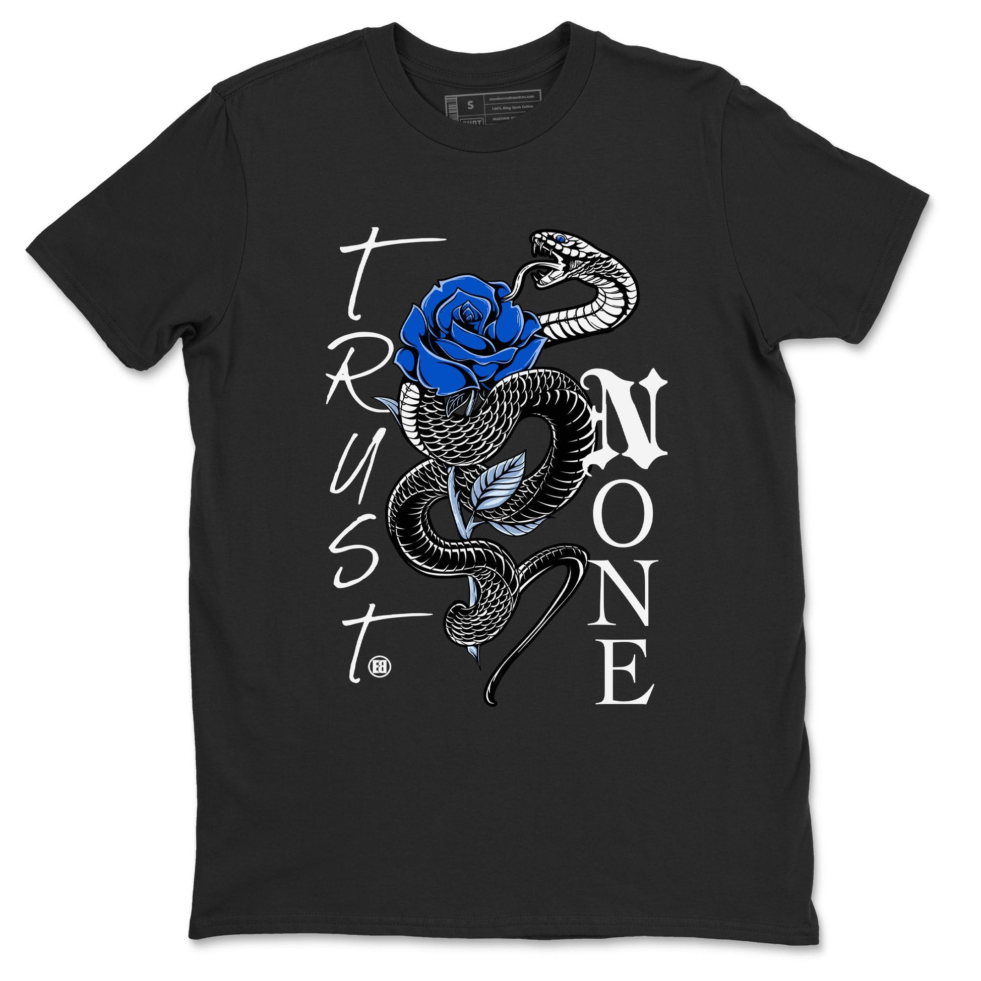 AJ11 Black and Varsity Royal shirt to match jordans Trust None sneaker tees Air Jordan 11 Black and Varsity Royal SNRT Sneaker Release Tees unisex cotton Black 2 crew neck shirt