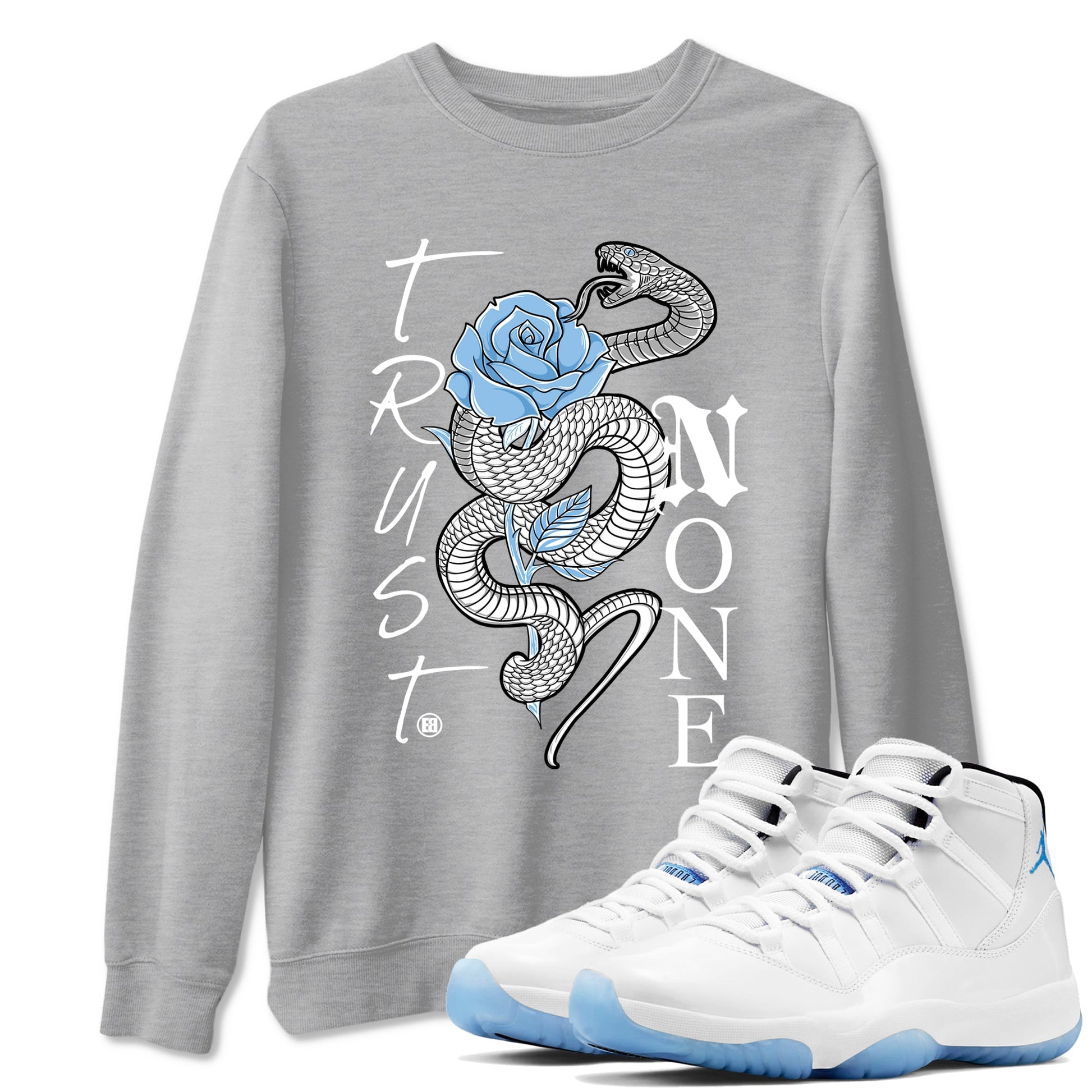 AJ11 Retro Legend Blue shirts to match jordans Trust None best t shirts to wear with jordans 11s Legend Blue match shoes to clothes SNRT Sneaker Tees unisex cotton Heather Grey 1 shirts