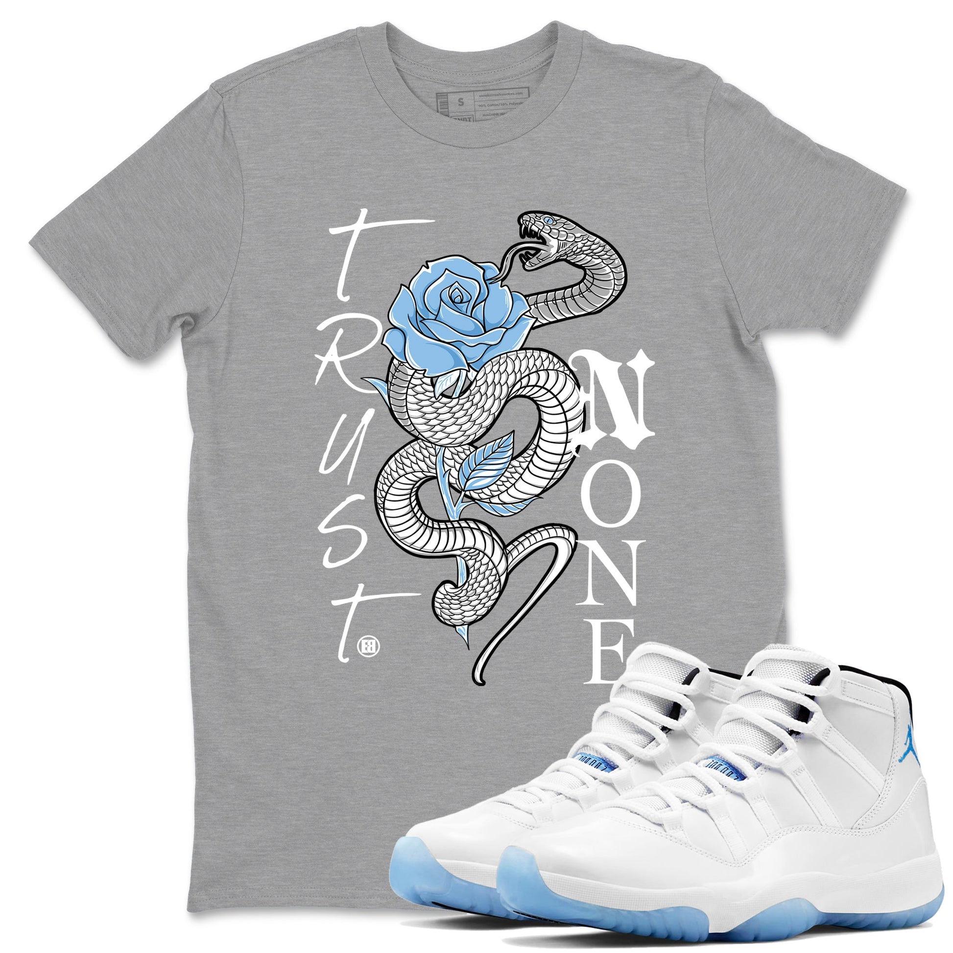 AJ11 Retro Legend Blue shirts to match jordans Trust None best t shirts to wear with jordans 11s Legend Blue match shoes to clothes SNRT Sneaker Tees unisex cotton Heather Grey 1 shirts