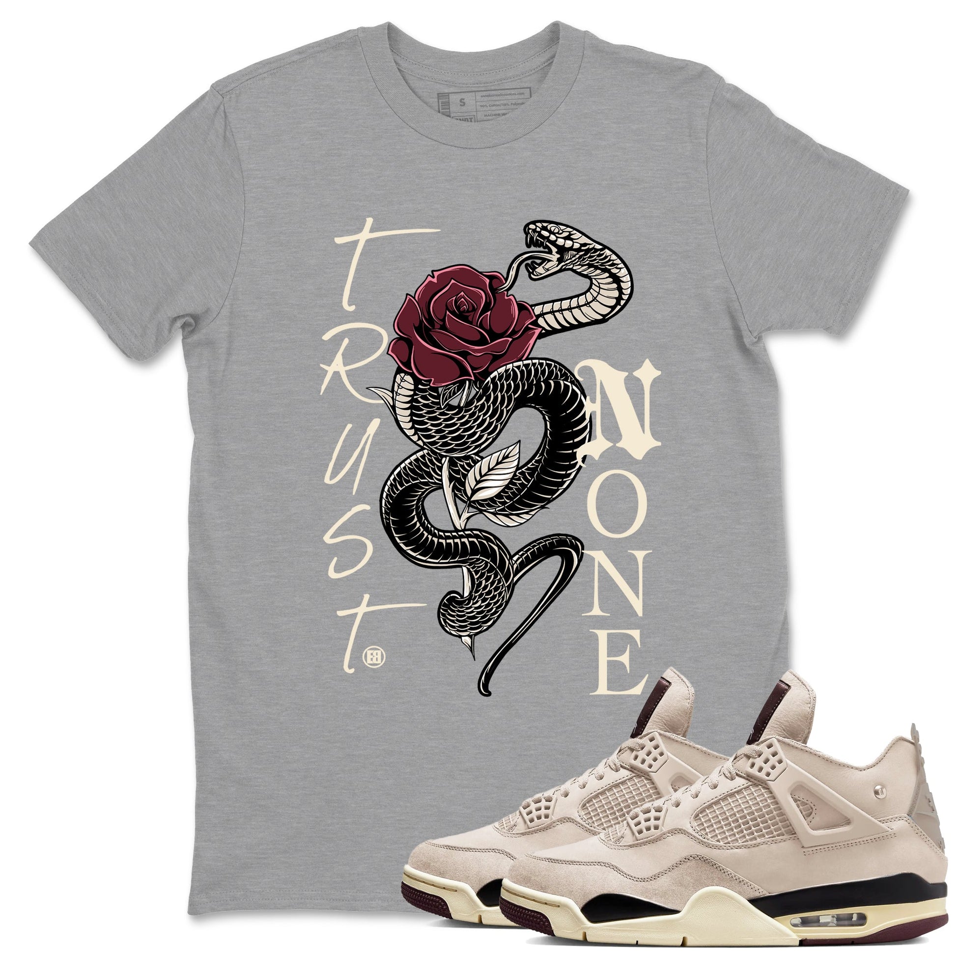 4s A Ma Maniere x Fossil Stone shirts to match jordans Trust None sneaker match tees Air Jordan 4 A Ma Maniere x Fossil Stone match shoes to clothes SNRT Sneaker Tees unisex cotton Heather Grey 1 shirts