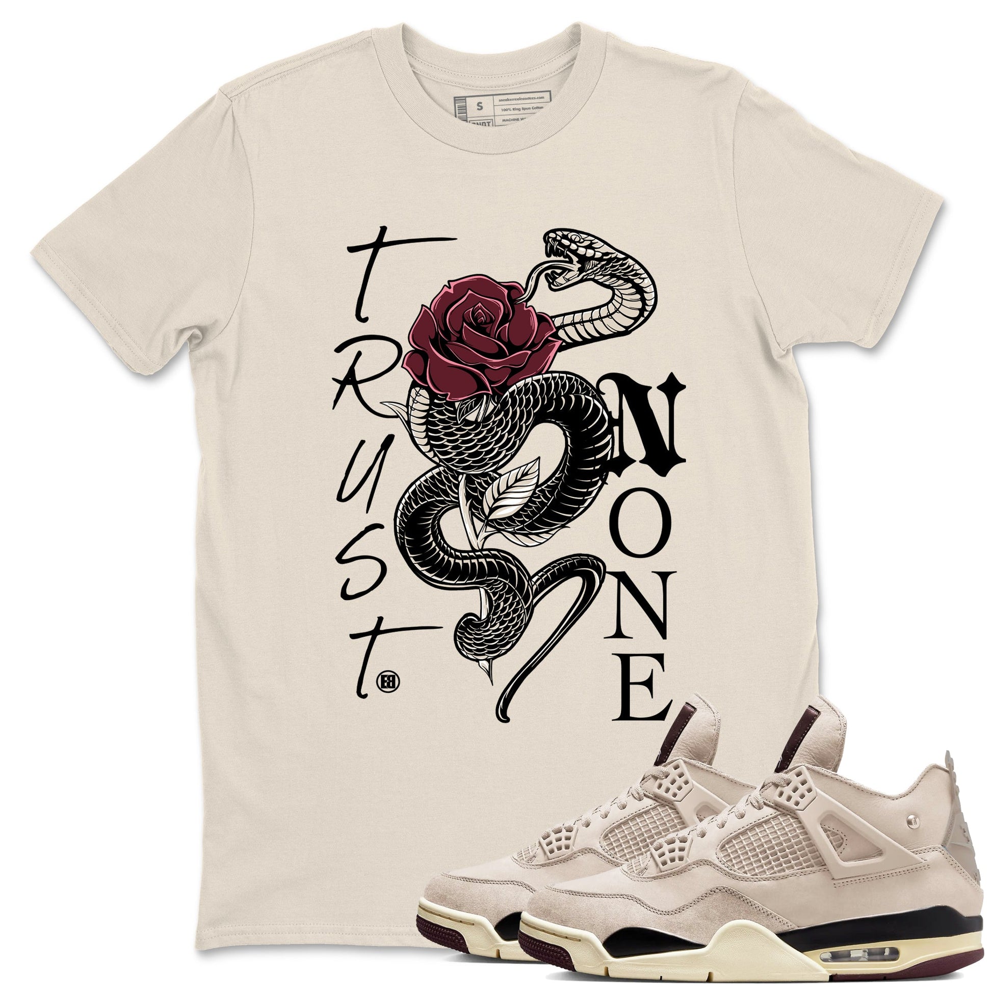 4s A Ma Maniere x Fossil Stone shirts to match jordans Trust None sneaker match tees Air Jordan 4 A Ma Maniere x Fossil Stone match shoes to clothes SNRT Sneaker Tees unisex cotton Natural 1 shirts