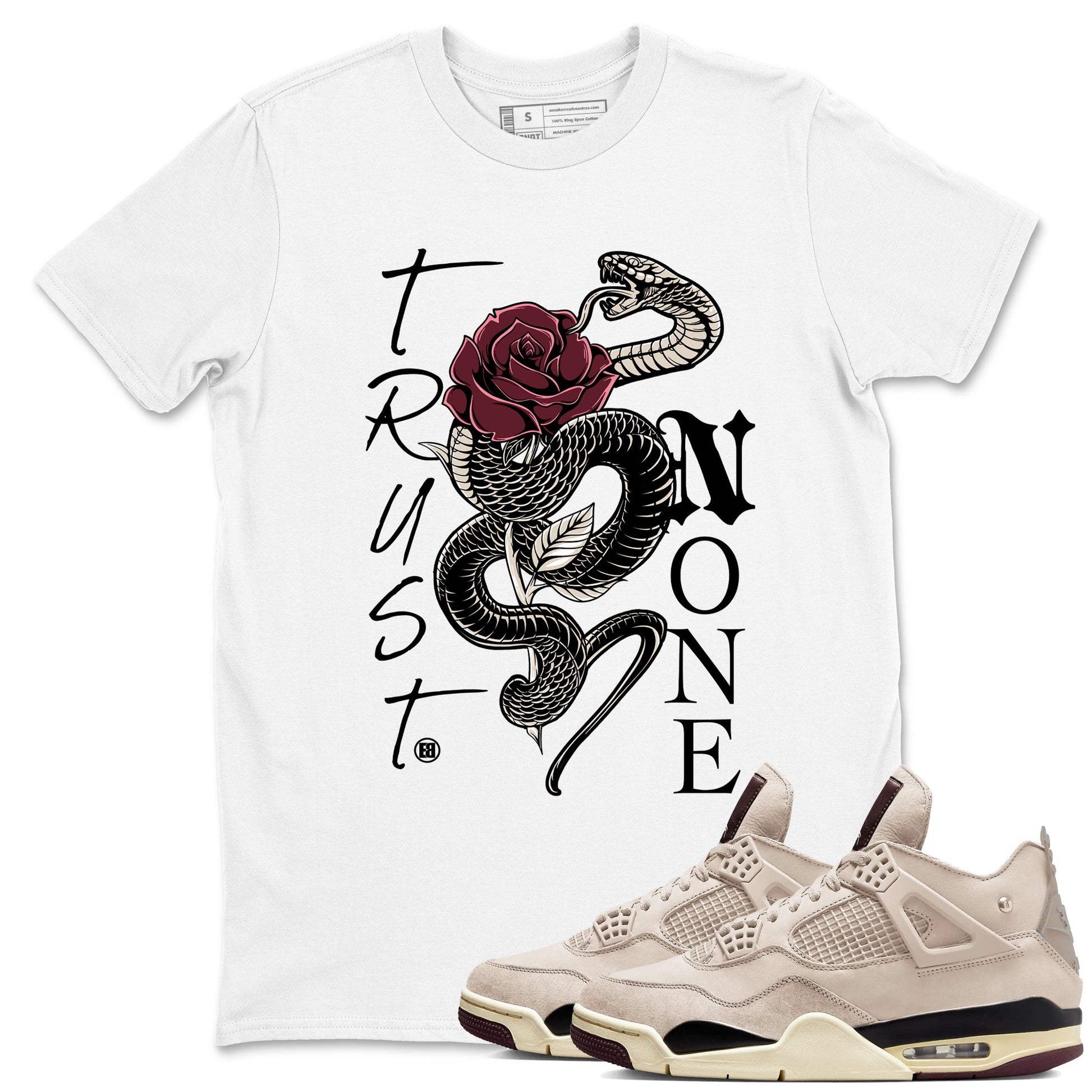 4s A Ma Maniere x Fossil Stone shirts to match jordans Trust None sneaker match tees Air Jordan 4 A Ma Maniere x Fossil Stone match shoes to clothes SNRT Sneaker Tees unisex cotton White 1 shirts