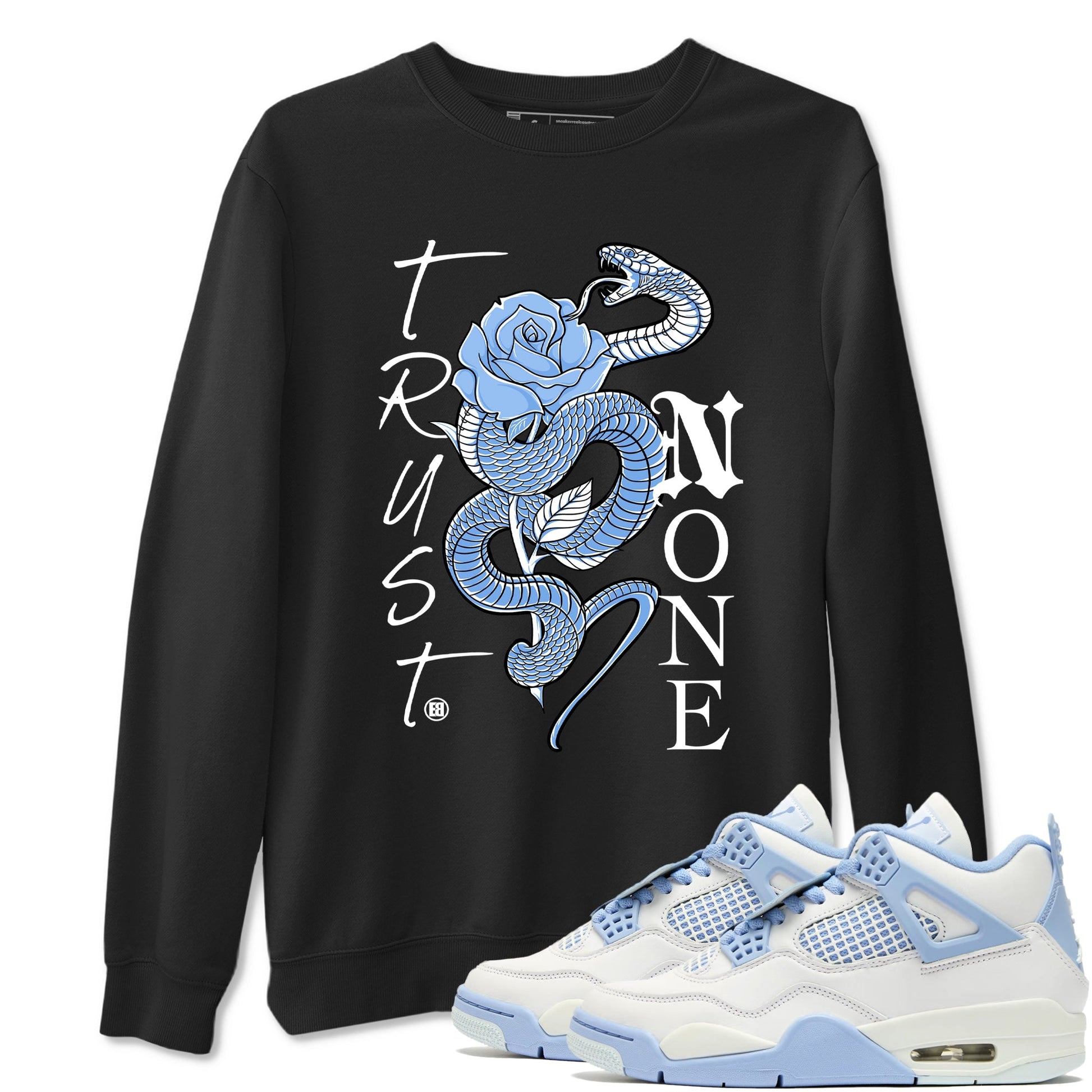 4s Forget Me Not shirts to match jordans Trust None graphic tees Air Jordan 4 Forget Me Not match shoes to clothes SNRT Sneaker Tees unisex cotton Black 1 shirts