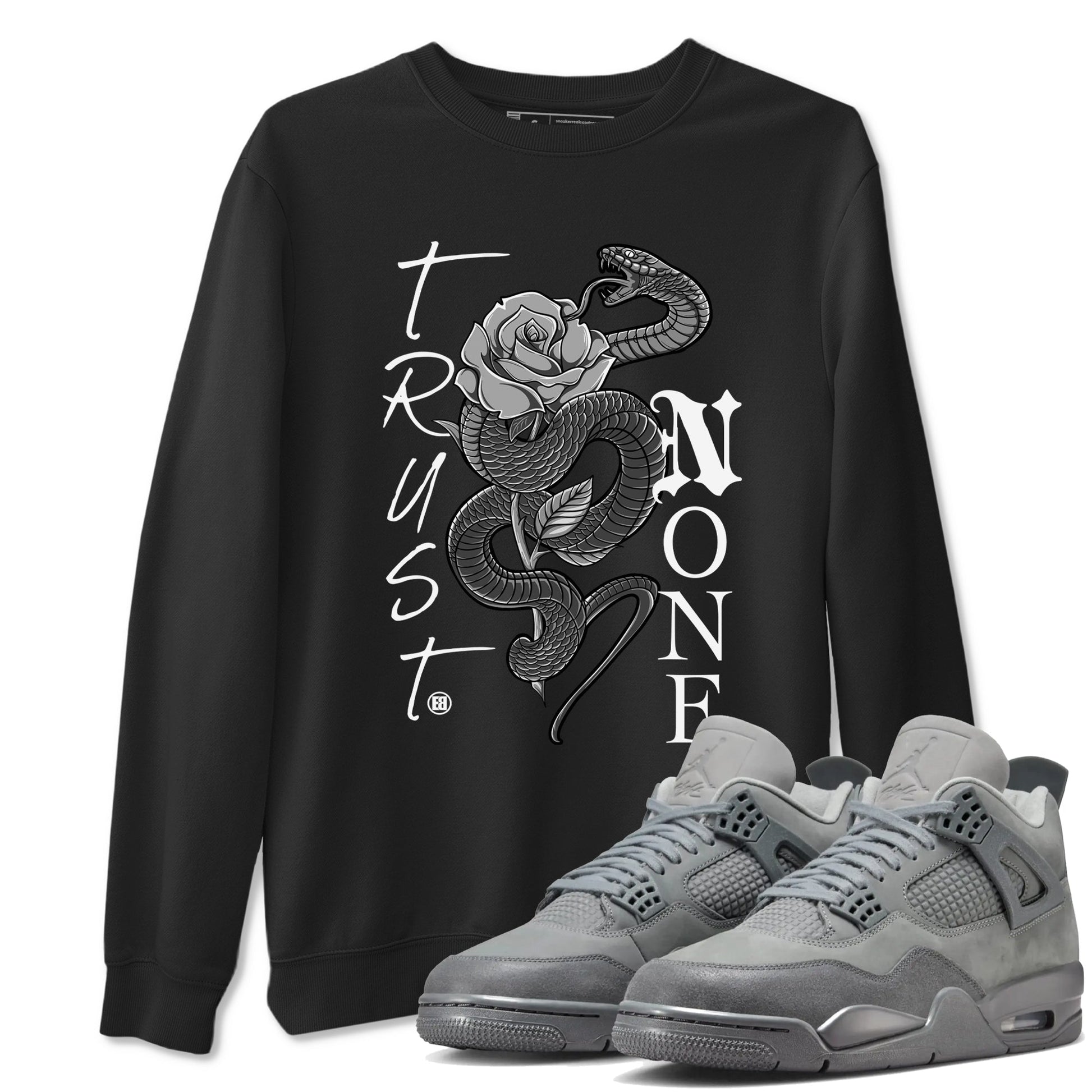 4s Wet Cement shirts to match jordans Trust None sneaker match tees Air Jordan 4 Wet Cement SNRT Sneaker Release Tees unisex cotton Black 1 crew neck shirts