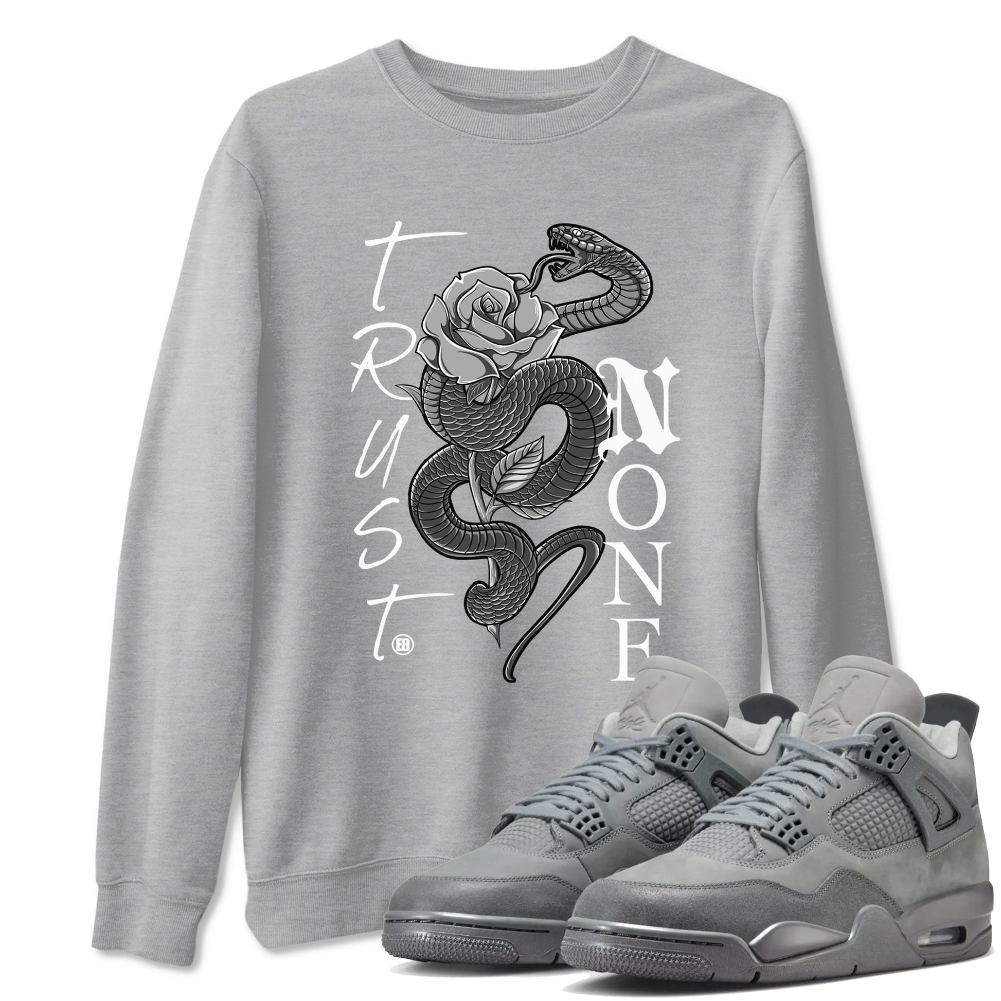 4s Wet Cement shirts to match jordans Trust None sneaker match tees Air Jordan 4 Wet Cement SNRT Sneaker Release Tees unisex cotton Heather Grey 1 crew neck shirts