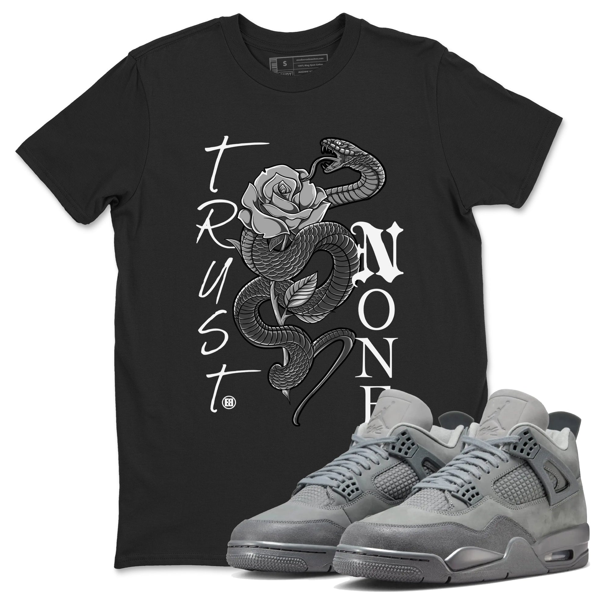 4s Wet Cement shirts to match jordans Trust None sneaker match tees Air Jordan 4 Wet Cement SNRT Sneaker Release Tees unisex cotton Black 1 crew neck shirts