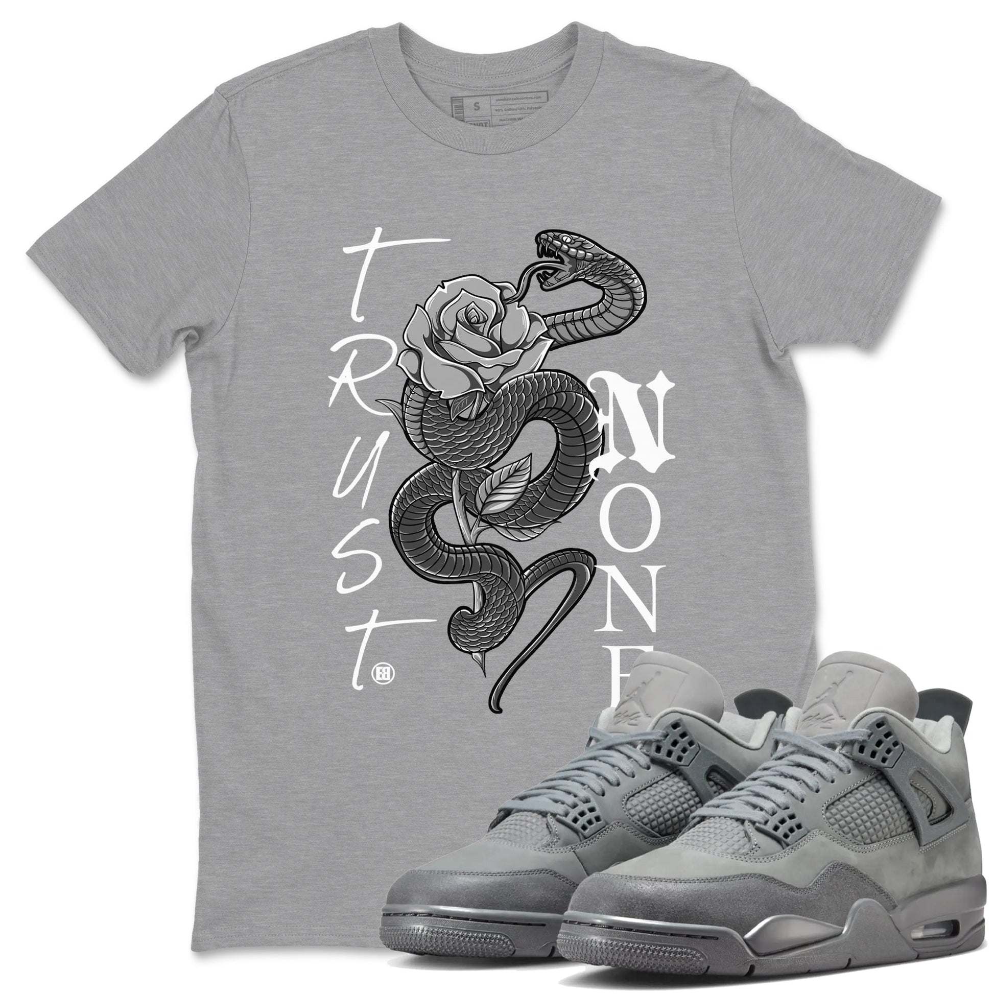 4s Wet Cement shirts to match jordans Trust None sneaker match tees Air Jordan 4 Wet Cement SNRT Sneaker Release Tees unisex cotton Heather Grey 1 crew neck shirts