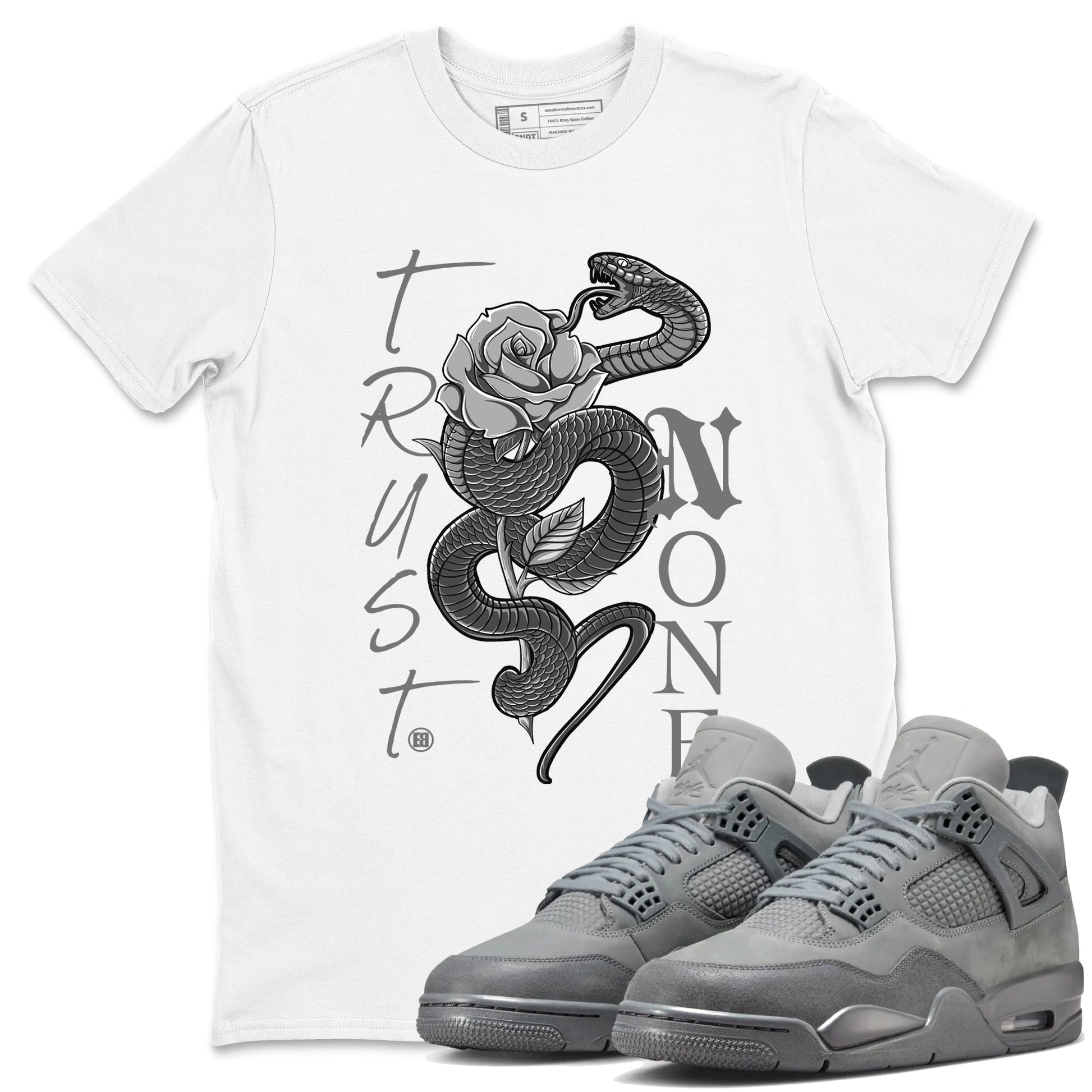 4s Wet Cement shirts to match jordans Trust None sneaker match tees Air Jordan 4 Wet Cement SNRT Sneaker Release Tees unisex cotton White 1 crew neck shirts