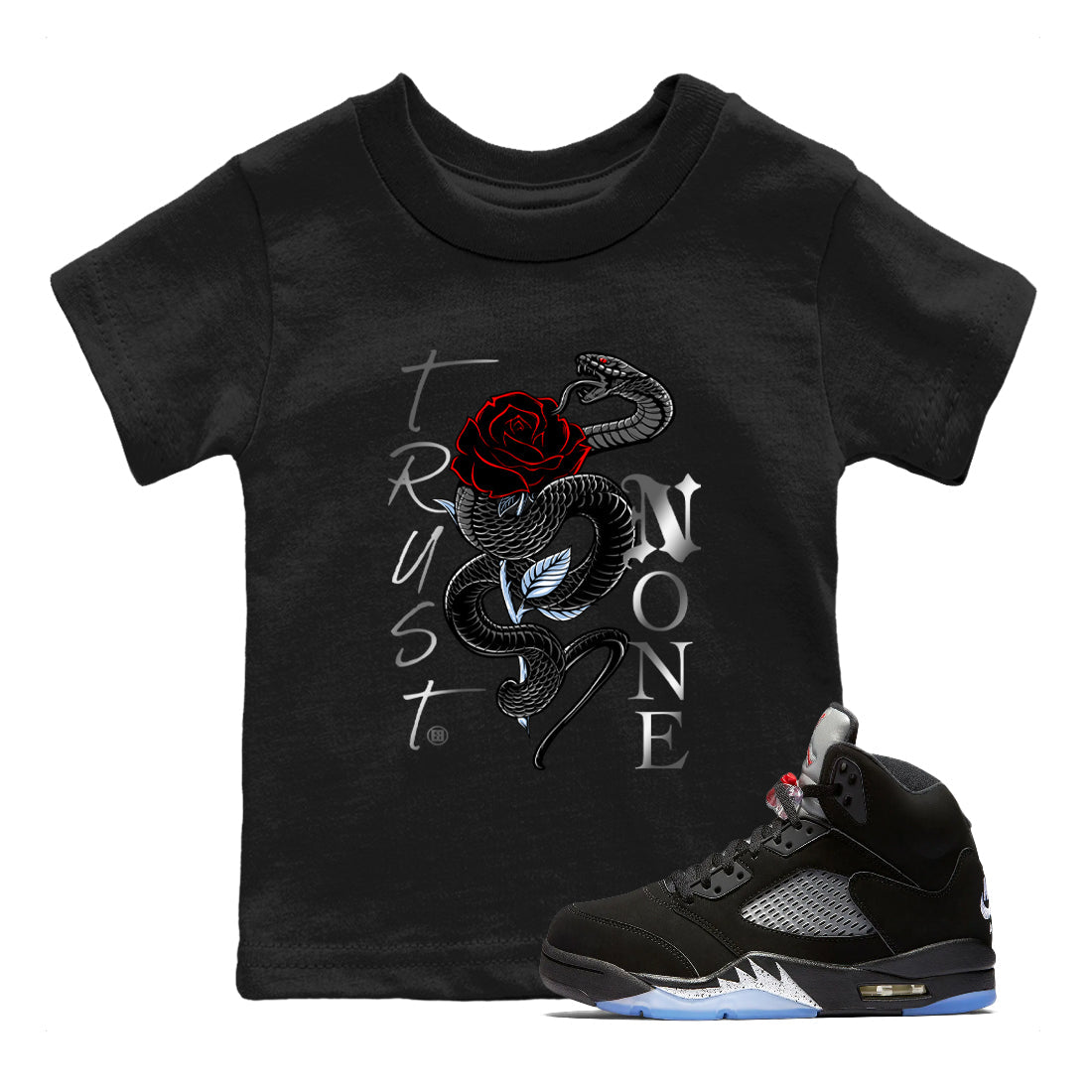 5s Reimagined shirts to match jordans Trust None best t shirts to wear with jordans Air Jordan 5 Retro OG Reimagined match shoes to clothes SNRT Sneaker Tees Youth Baby Black 1 tee