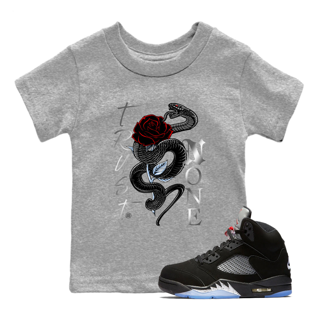 5s Reimagined shirts to match jordans Trust None best t shirts to wear with jordans Air Jordan 5 Retro OG Reimagined match shoes to clothes SNRT Sneaker Tees Youth Baby Heather Grey 1 tee
