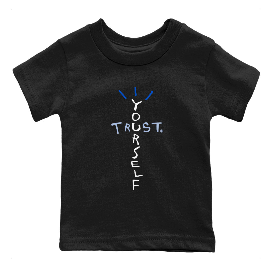 11s Black and Varsity Royal shirt to match jordans Trust Yourself sneaker tees AJ11 Black and Varsity Royal SNRT sneaker release tees baby toddler Black 2 cotton Shirt
