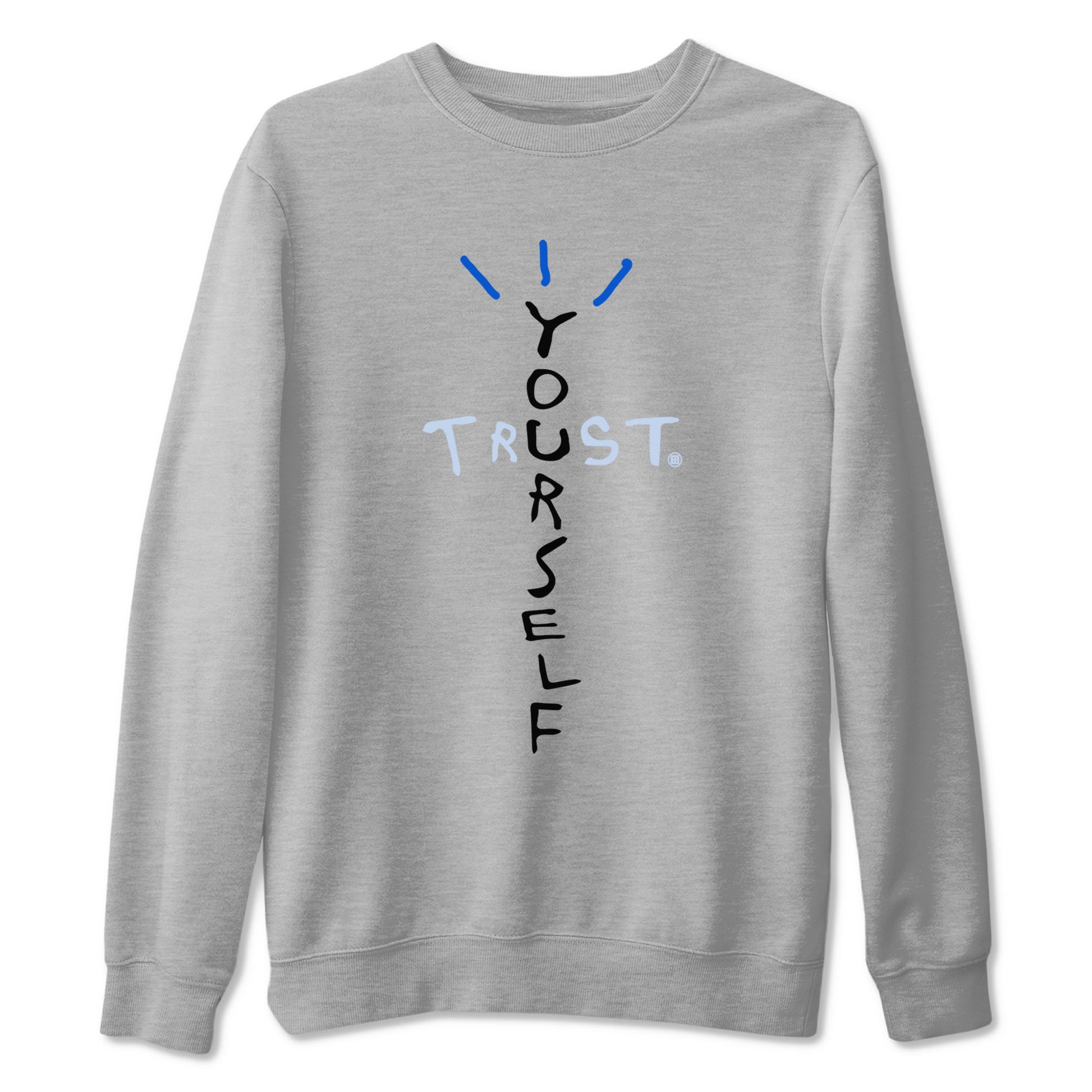 11s Black and Varsity Royal shirt to match jordans Trust Yourself sneaker tees AJ11 Black and Varsity Royal SNRT sneaker Release Tees unisex cotton Heather Grey 2 crew neck shirt