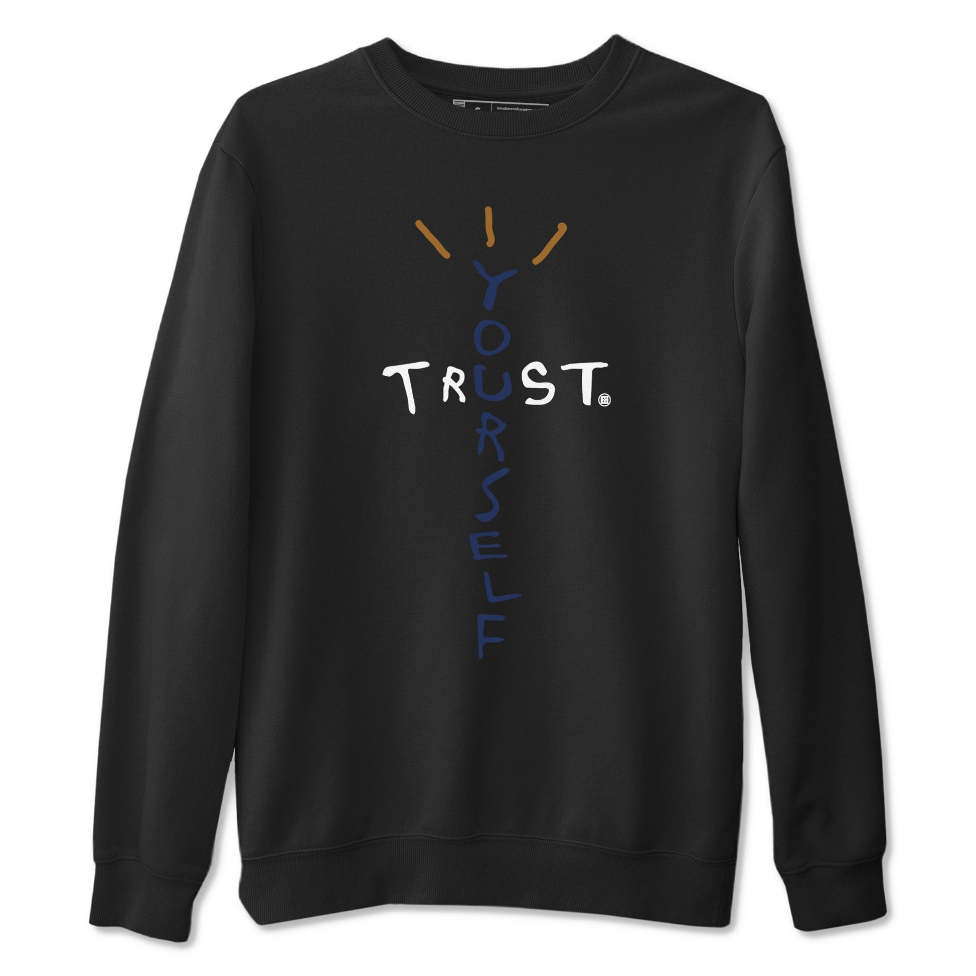 Air Jordan 13 Midnight Navy shirts to match jordans Trust Yourself sneaker match tees 13 Midnight Navy SNRT Sneaker Release Tees unisex cotton Black 2 crew neck shirts