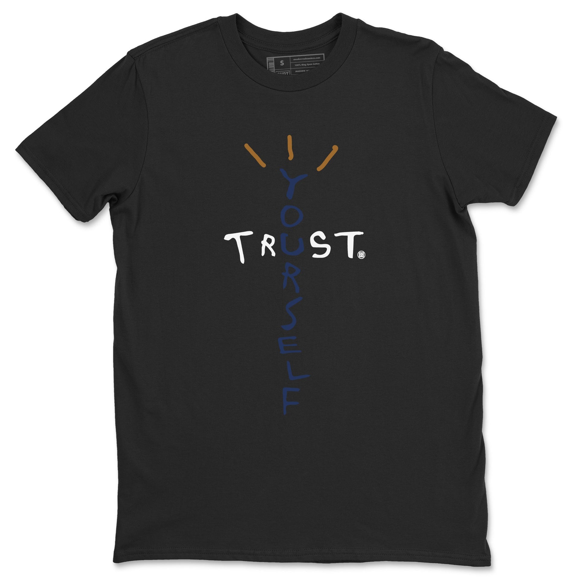 Air Jordan 13 Midnight Navy shirts to match jordans Trust Yourself sneaker match tees 13 Midnight Navy SNRT Sneaker Release Tees unisex cotton Black 2 crew neck shirts