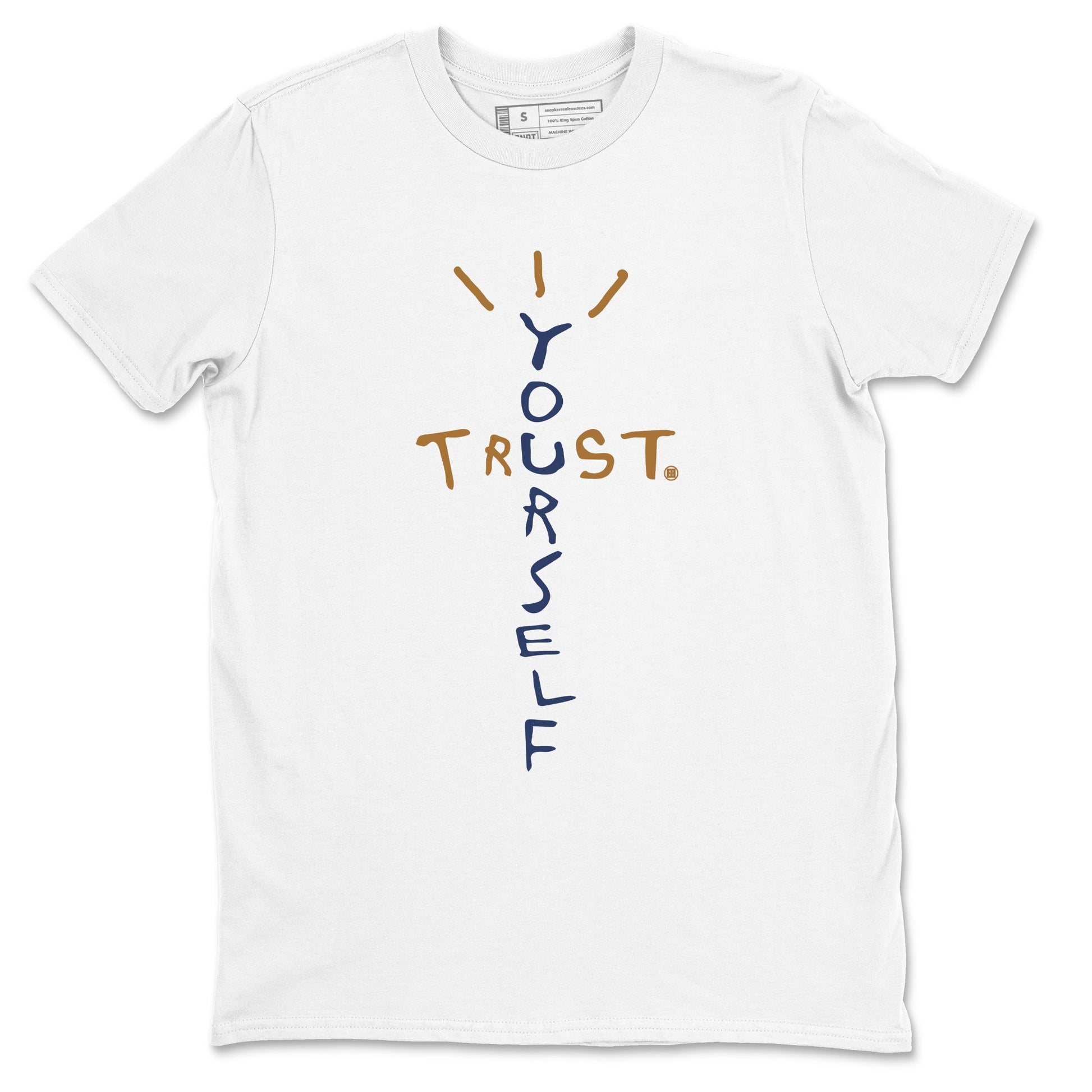 Air Jordan 13 Midnight Navy shirts to match jordans Trust Yourself sneaker match tees 13 Midnight Navy SNRT Sneaker Release Tees unisex cotton White 2 crew neck shirts