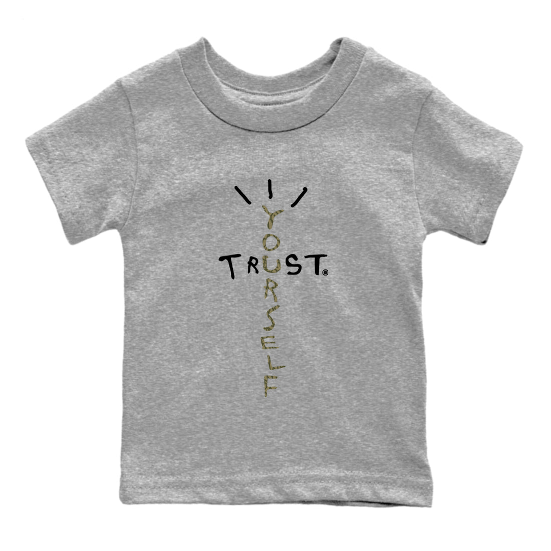 Sneaker Threads – Sneaker Tees To Match Air Jordan 3 Medium Olive – Trust Yourself Youth Graphic Tee Heather Grey 2. Perfect for Jordan releases 2025 colorways.