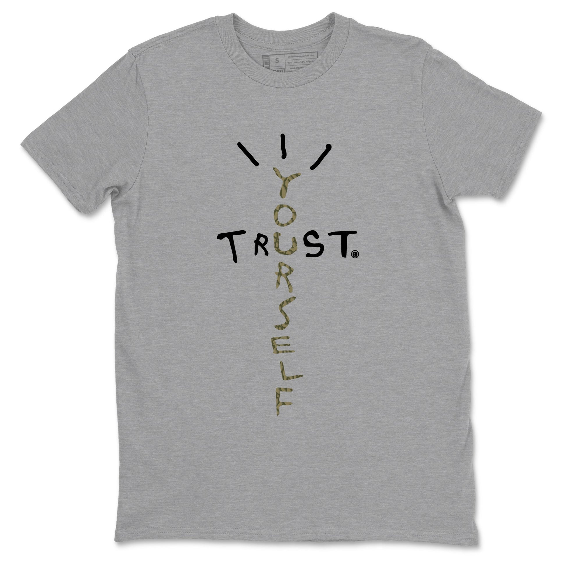 Sneaker Threads – Sneaker Tees To Match Air Jordan 3 Medium Olive – Trust Yourself Graphic Tee Heather Grey 2. Perfect for Jordan releases 2025 colorways.