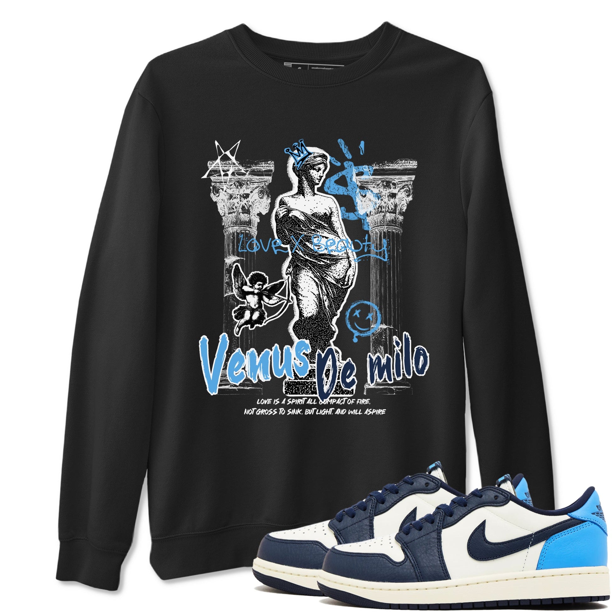 1s Obsidian shirts to match jordans Venus De Milo shirts to match Jordans AJ1 Retro Low OG Obsidian match shoes to clothes SNRT Sneaker Tees unisex cotton Black 1 shirts