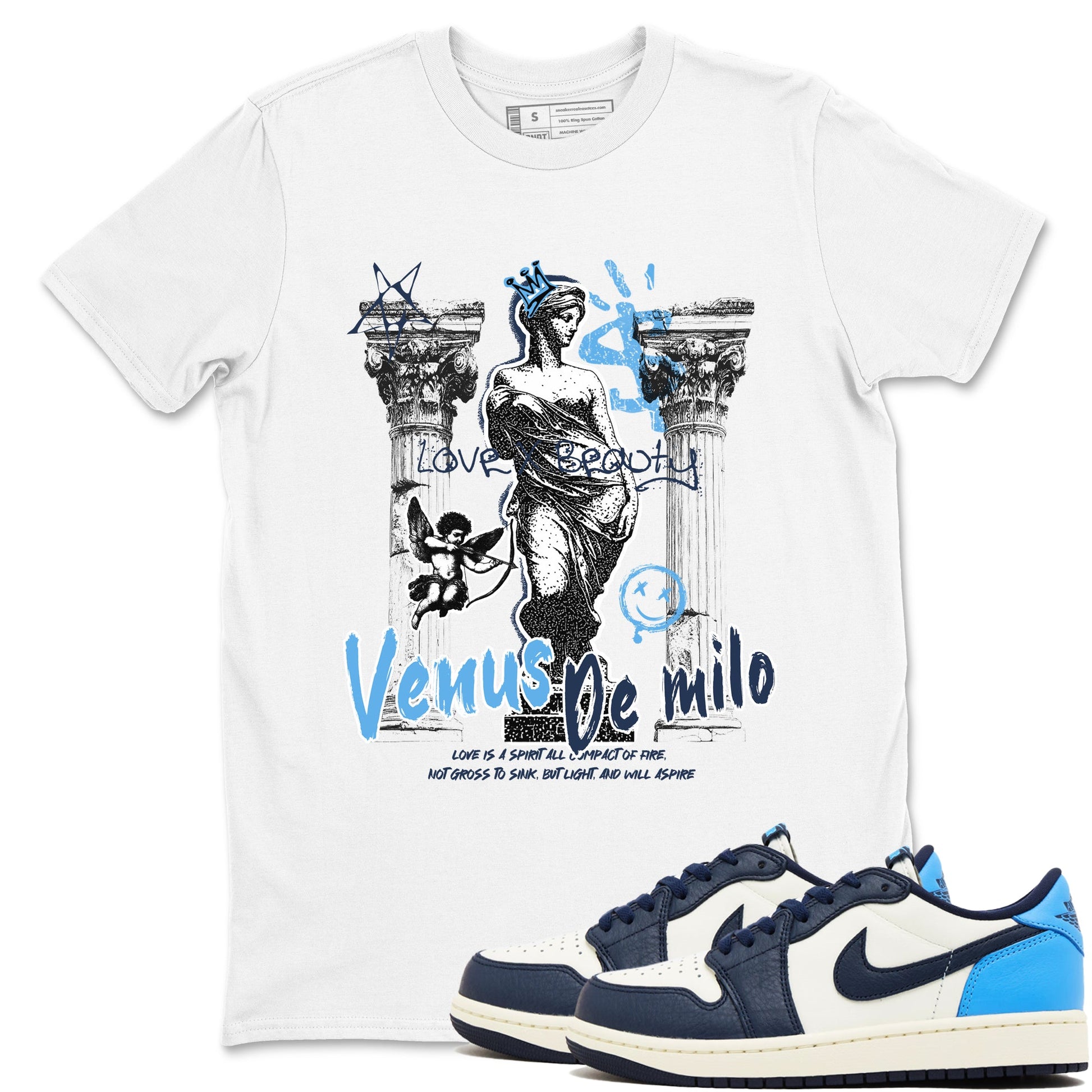 1s Obsidian shirts to match jordans Venus De Milo shirts to match Jordans AJ1 Retro Low OG Obsidian match shoes to clothes SNRT Sneaker Tees unisex cotton White 1 shirts