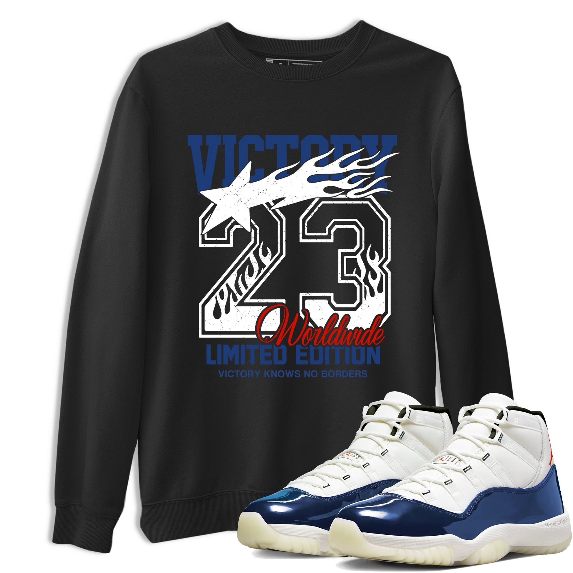 Sneaker match tees – Sneaker Tees To Match Air Jordan 11 Rare Air Shoes – Victory Knows No Borders Tee Black 1