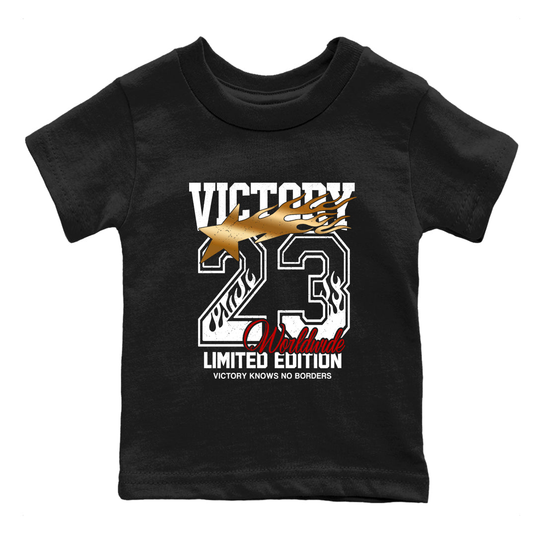 Sneaker match tees – Sneaker Tees To Match Air Jordan 12 Taxi Shoes – Victory Knows No Borders Kids T-Shirt Black 2