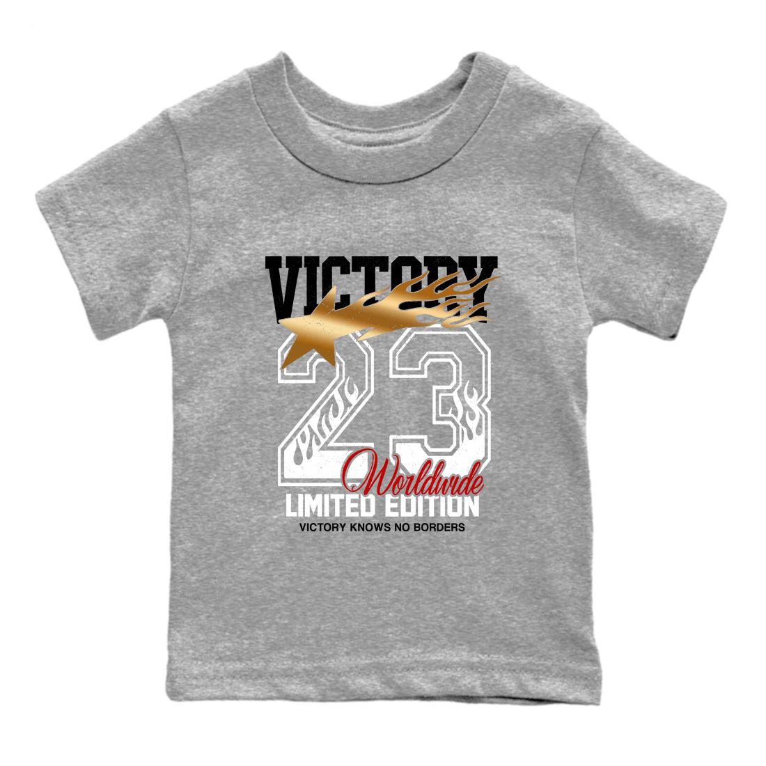 Sneaker match tees – Sneaker Tees To Match Air Jordan 12 Taxi Shoes – Victory Knows No Borders Kids T-Shirt Heather Grey 2