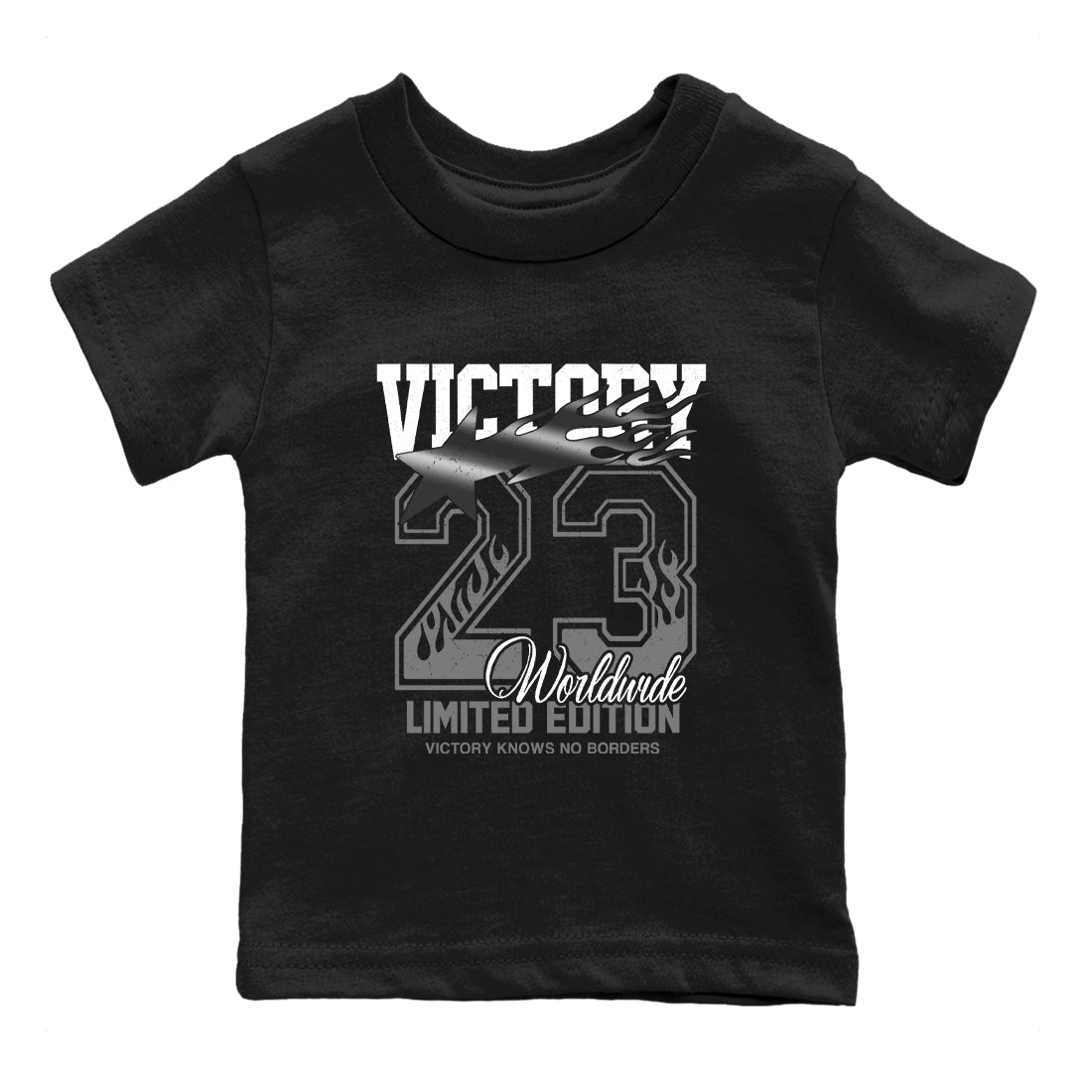 Sneaker match tees – Sneaker Tees To Match Air Jordan 4 Black Cat Shoes – Victory Knows No Borders Kids T-Shirt Black 2